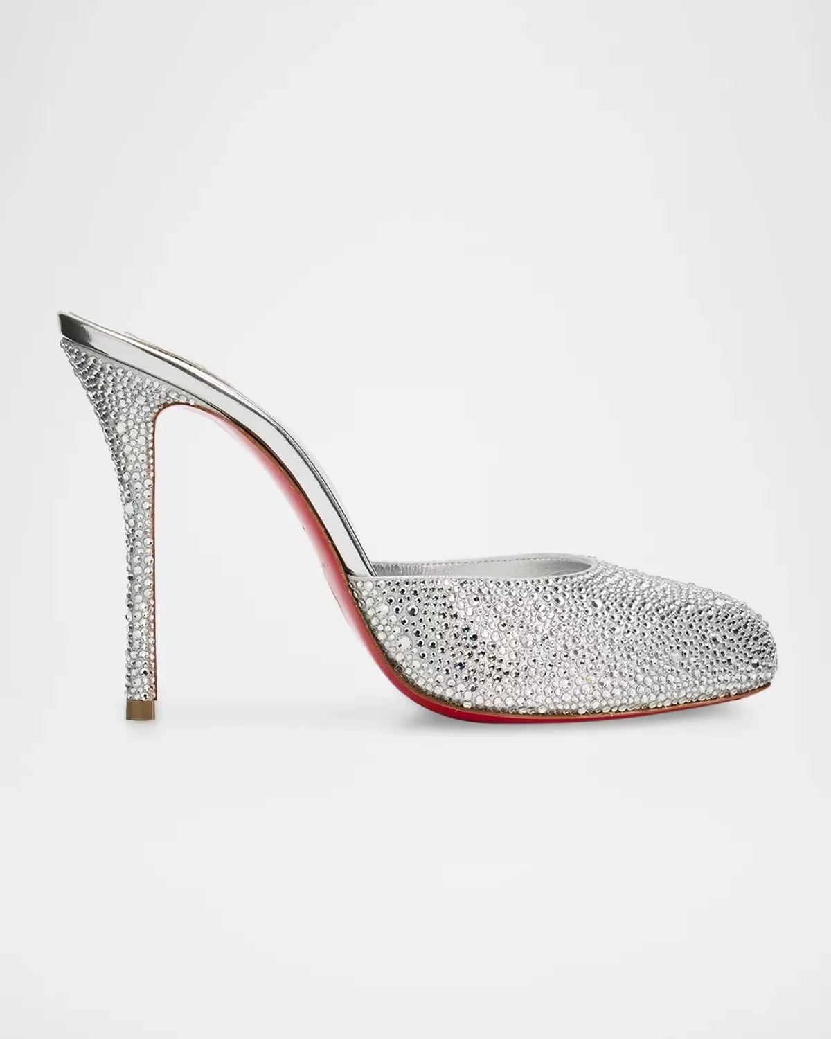 100mm Dolly Strass Metallic Leather Mules by Christian Louboutin