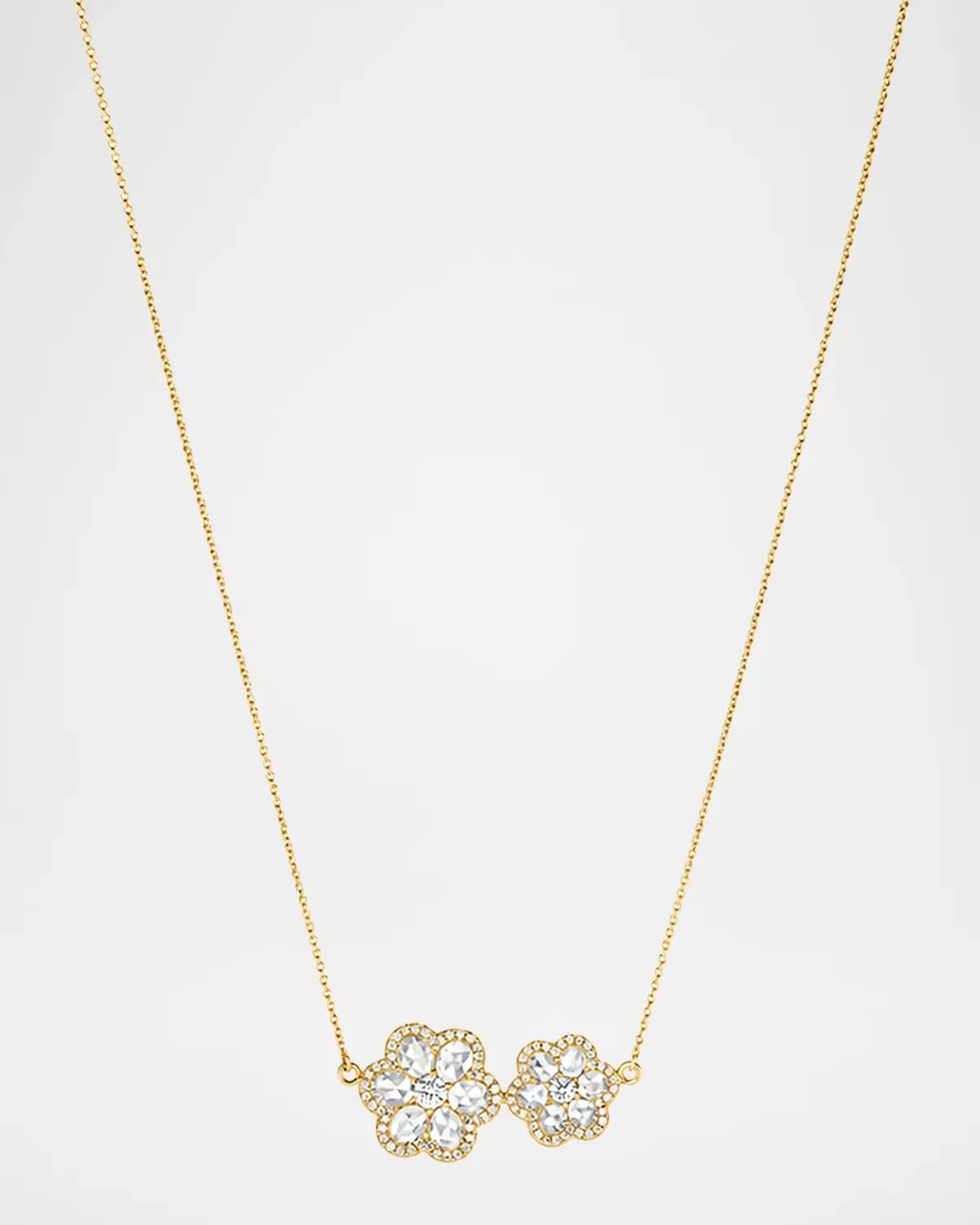 18K Yellow Gold Diamond Flower Charm Pendant Necklace, 1.79 Tcw by 64 Facets