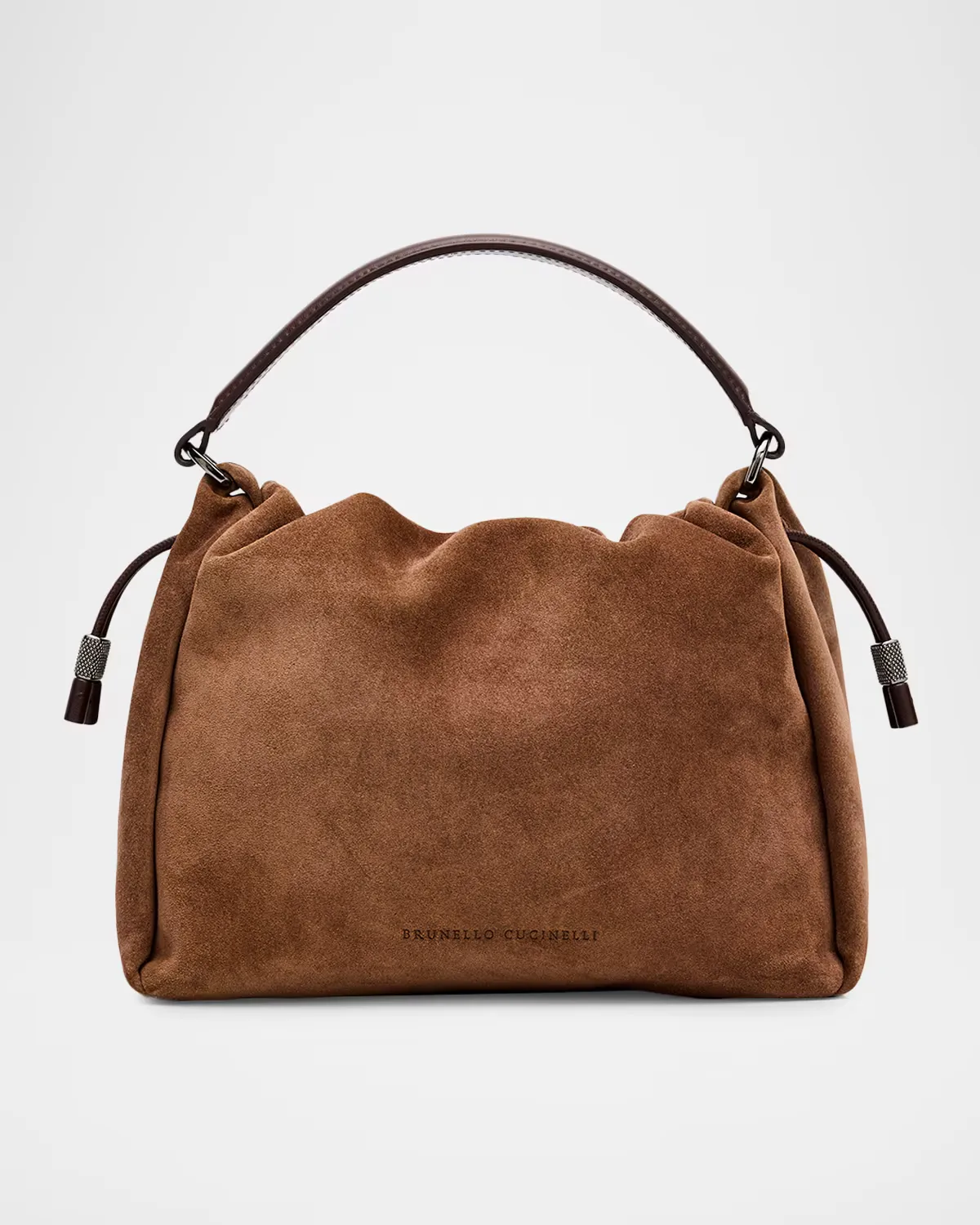Drawstring Suede Top-Handle Bag by Brunello Cucinelli