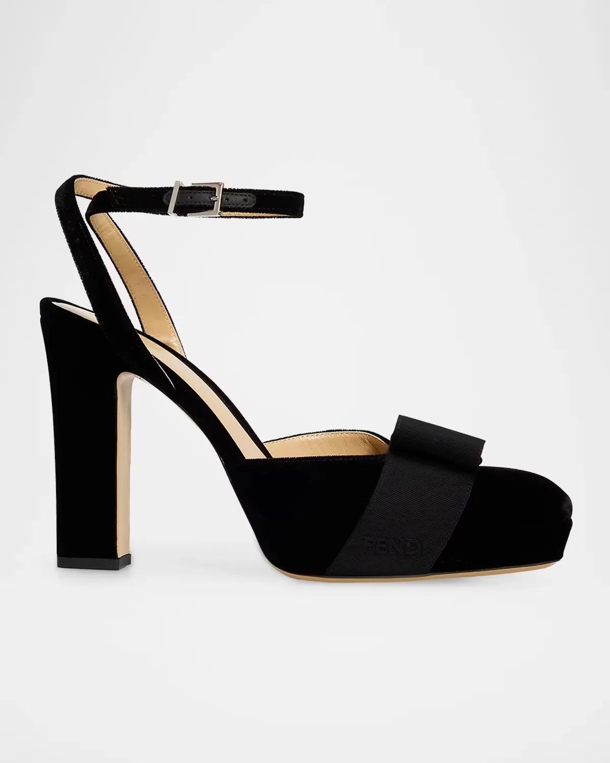 110mm Velvet Bow Platform Sandals by FENDI