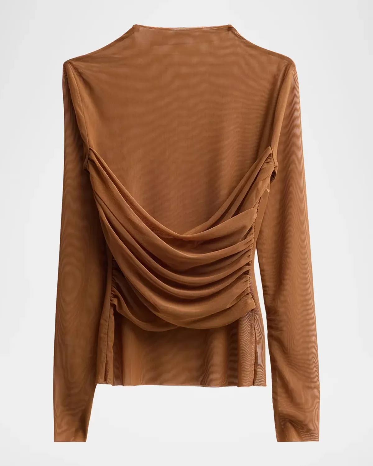 Saffy Ruched Criss-Cross Mesh Top by SEROYA