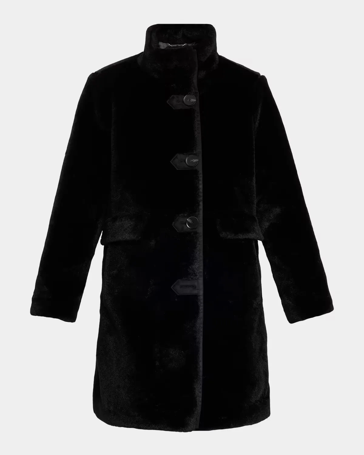Faux Fur Stand Collar Long Coat