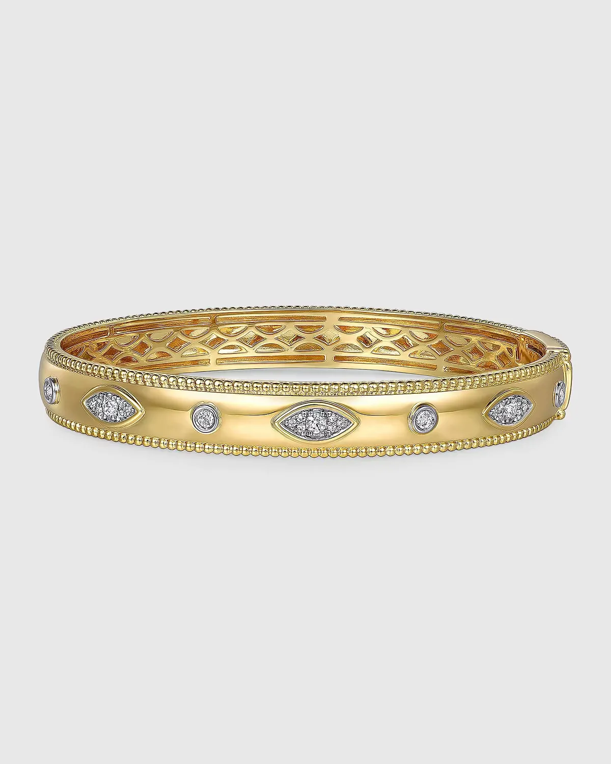 14K Yellow Gold Diamond Marquise Bujukan Bangle