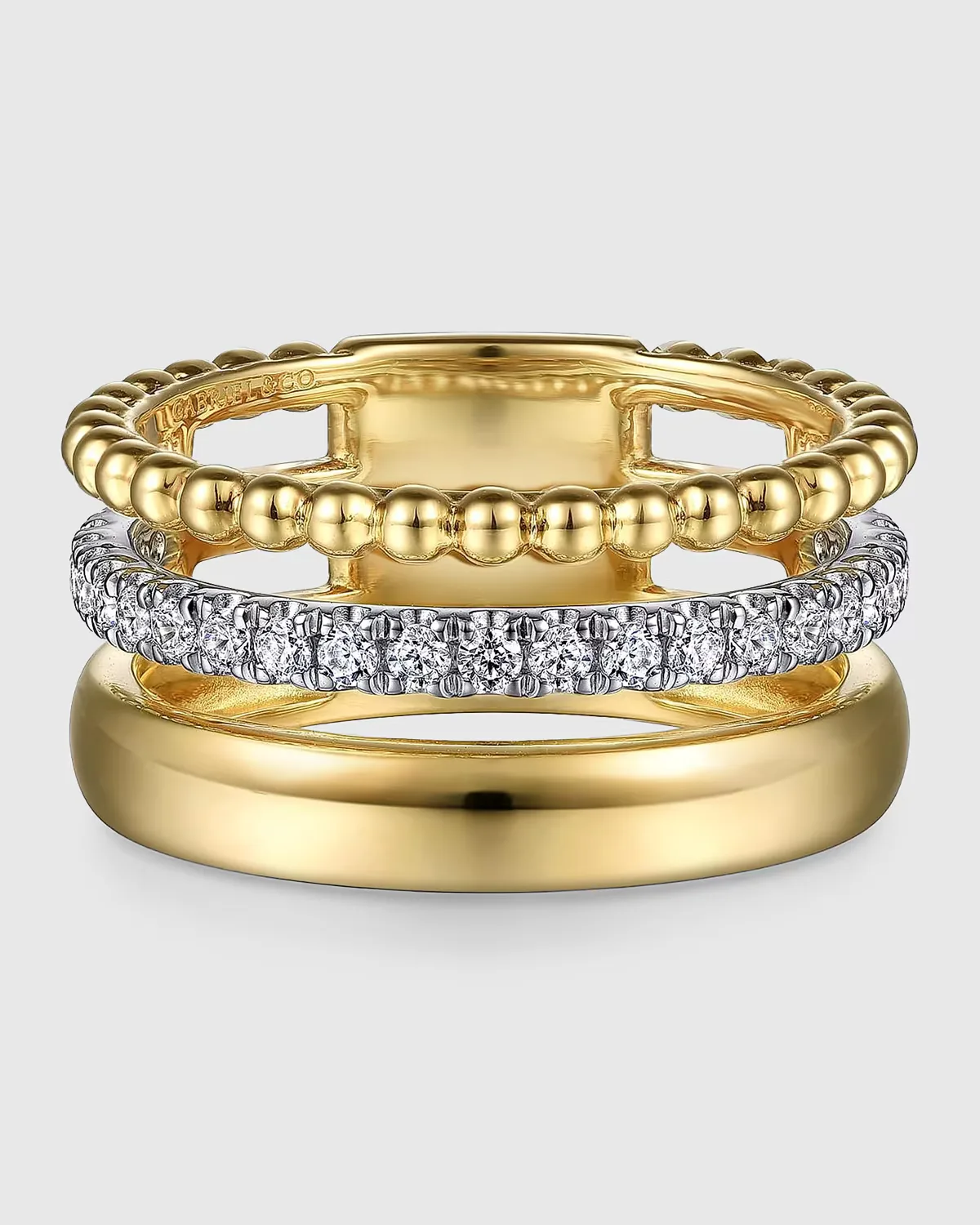 14K White and Yellow Gold Bujukan Diamond Easy Stackable Ring