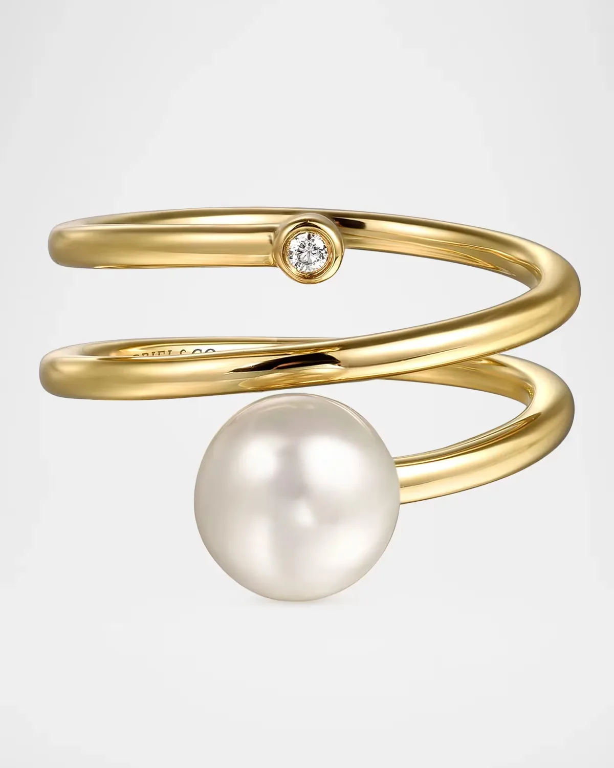 Contemporary 14K Yellow Gold, Freshwater Pearl & 0.02 TCW Diamond Wrap Ring