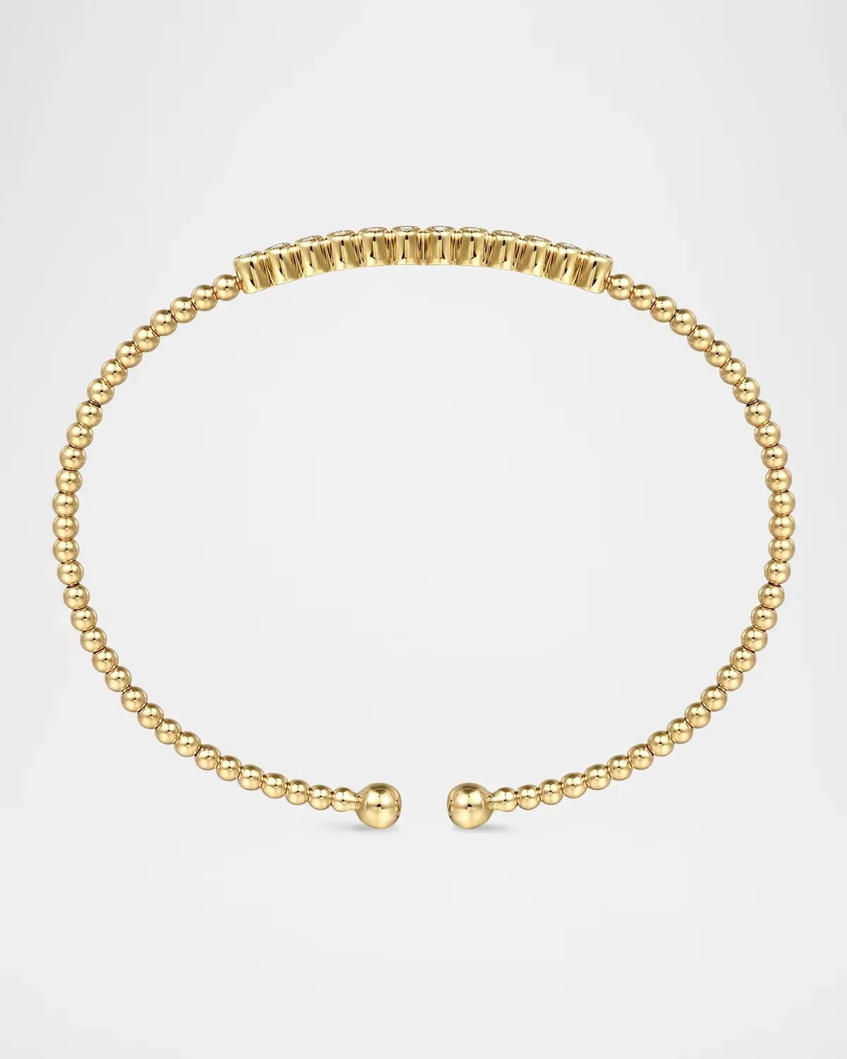 Bujukan 14K Yellow Gold Beaded Diamond Bangle
