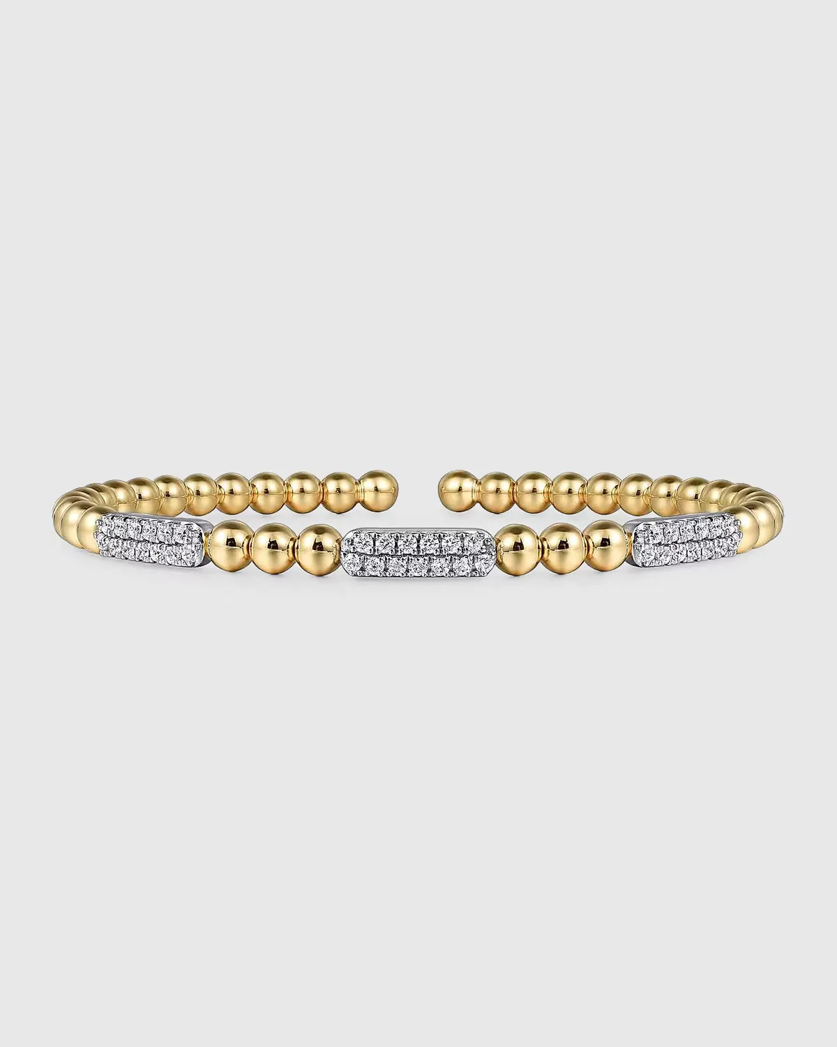14K White and Yellow Gold Diamond Pave Station Bujukan Bangle