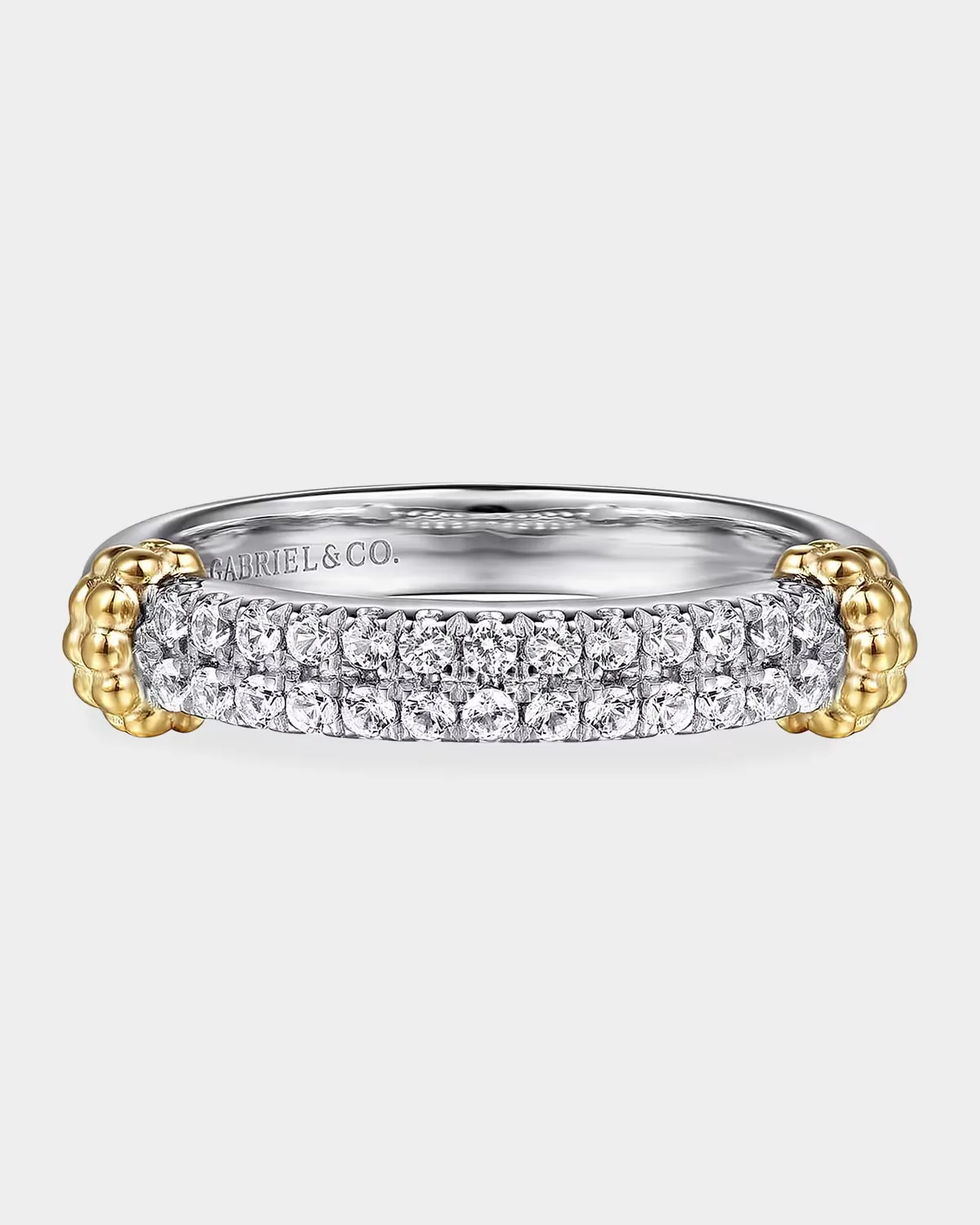 14K Yellow Gold and 925 Sterling Silver Bujukan White Sapphire Stackable Ring by Gabriel