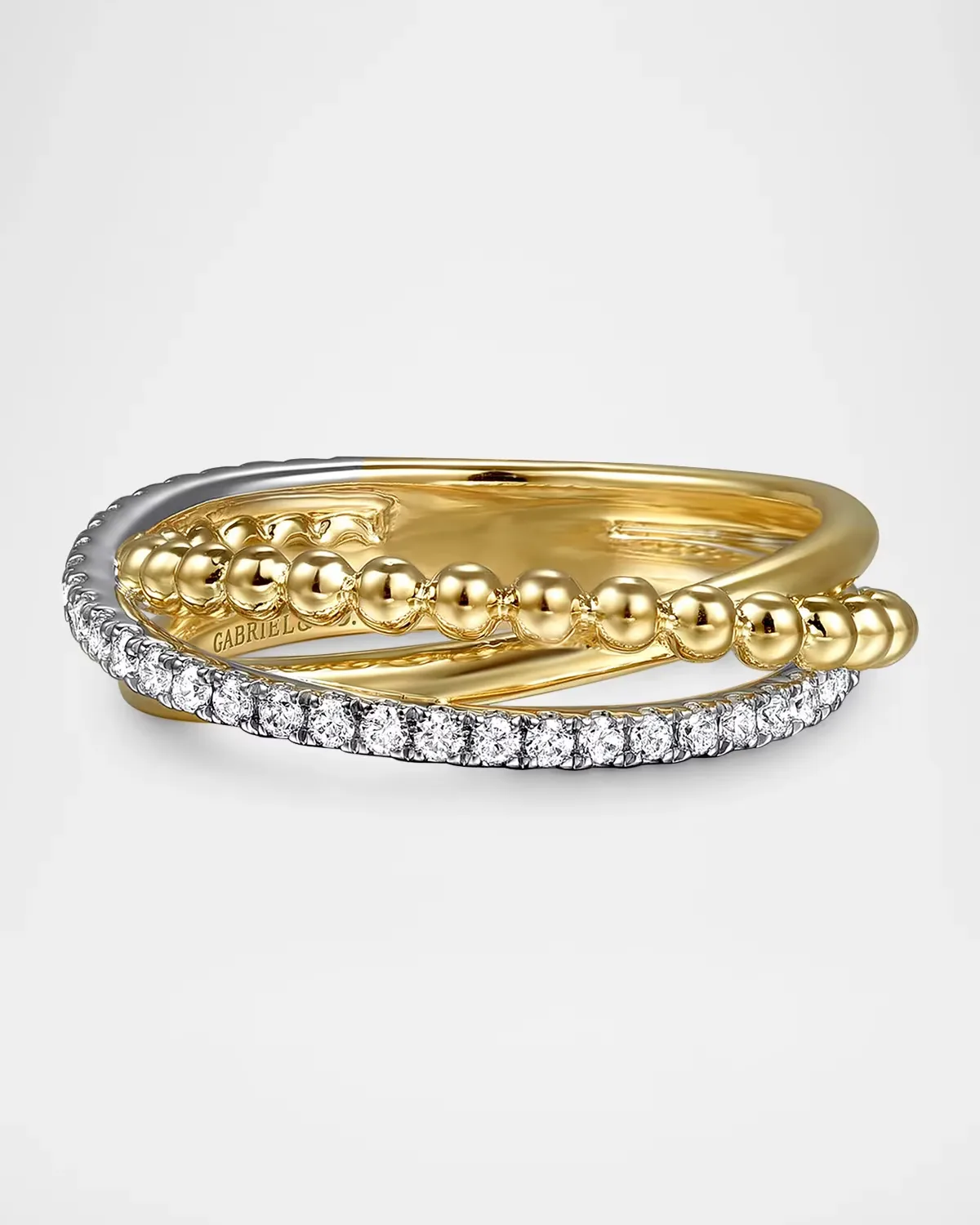 Bujukan 14K Gold and Diamond Crisscross Ring, 0.25 TCW