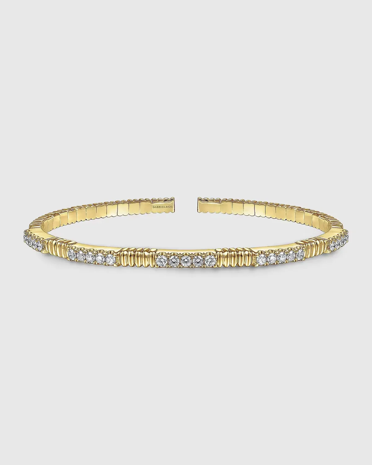 14K Yellow Gold Textured Diamond Bangle