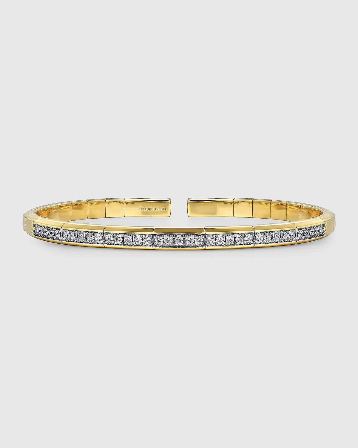14K Yellow Gold Cuff Bracelet with Diamond Inner Channel