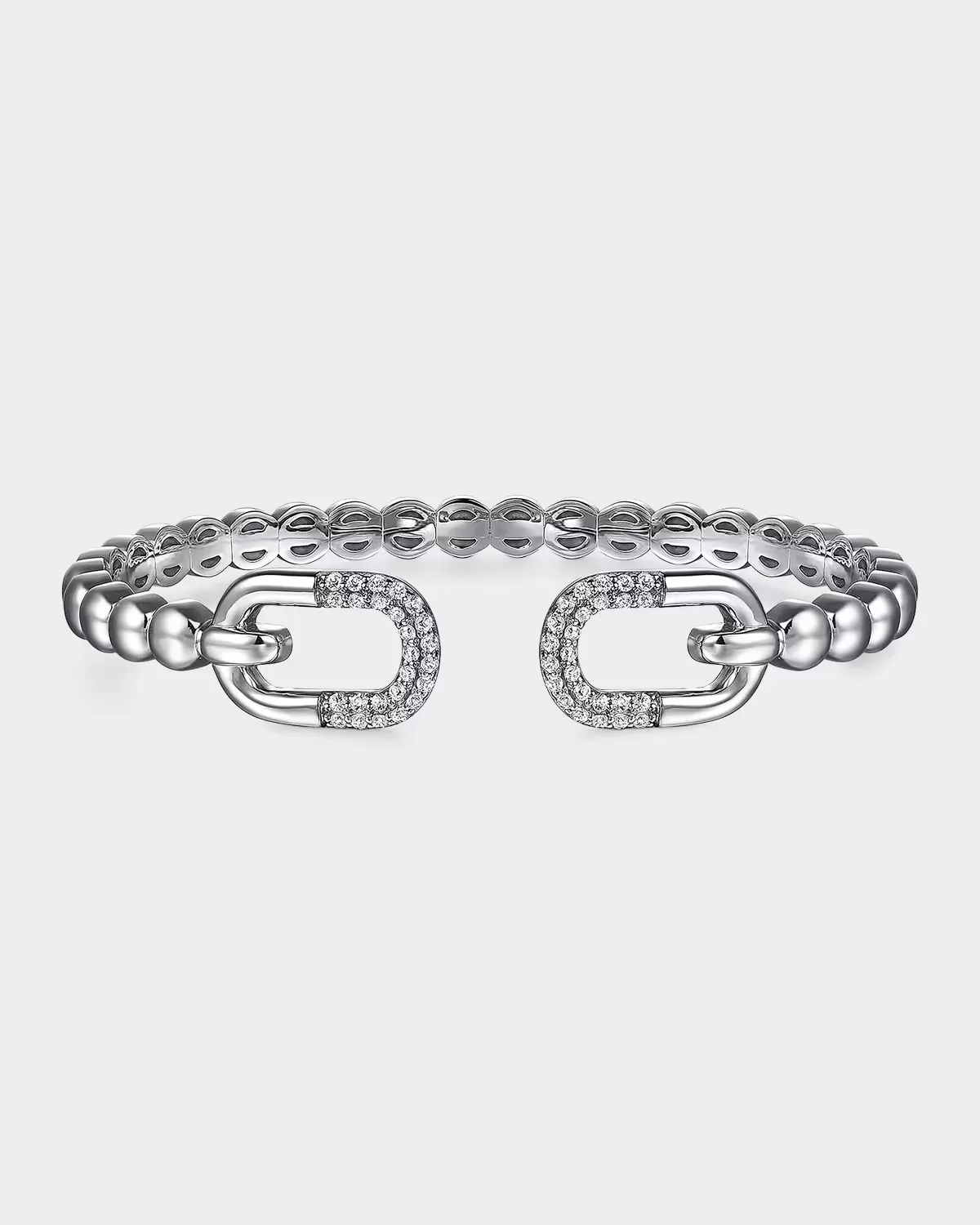 925 Sterling Silver Bujukan and White Sapphire Open Bangle Bracelet