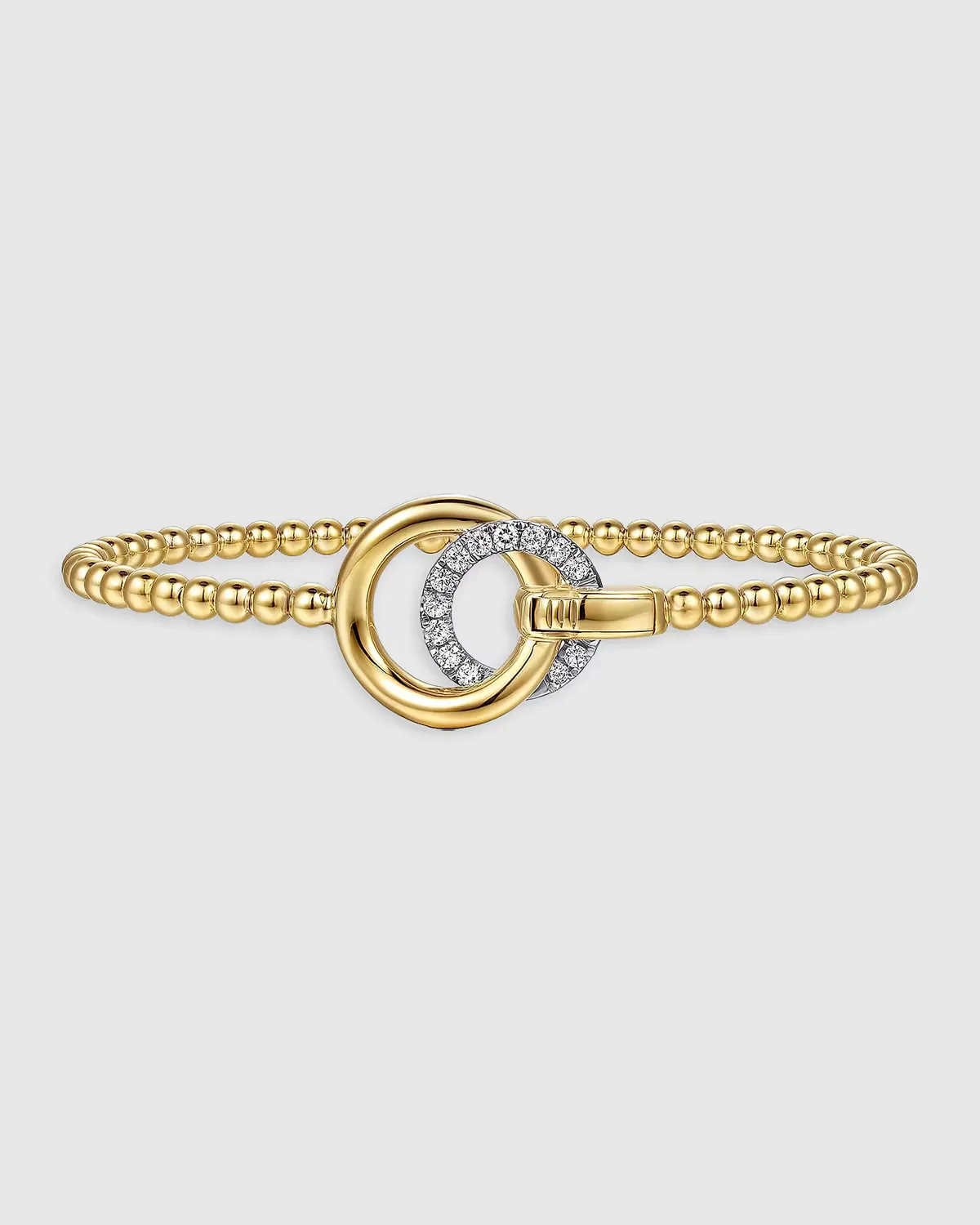 14K White and Yellow Gold Bujukan and Diamond Double Circle Bangle Bracelet by Gabriel