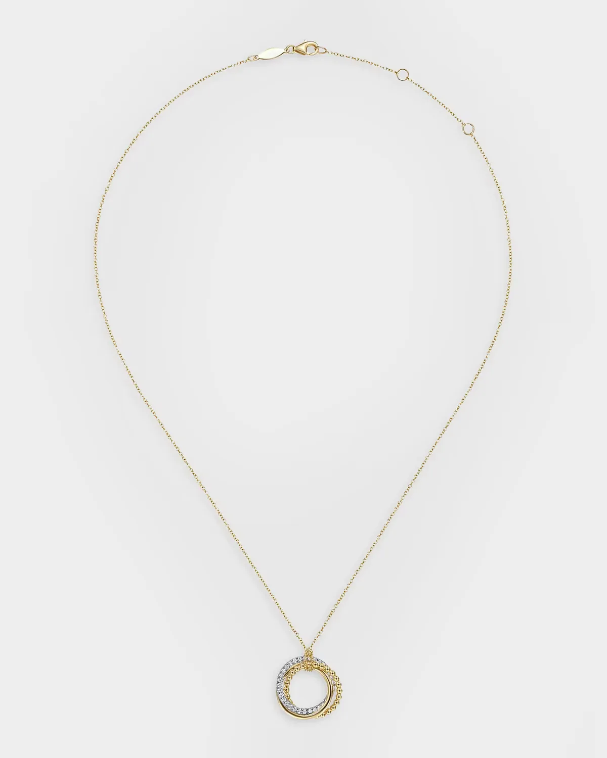 14K White and Yellow Gold Bujukan Diamond Ring Pendant Necklace by Gabriel