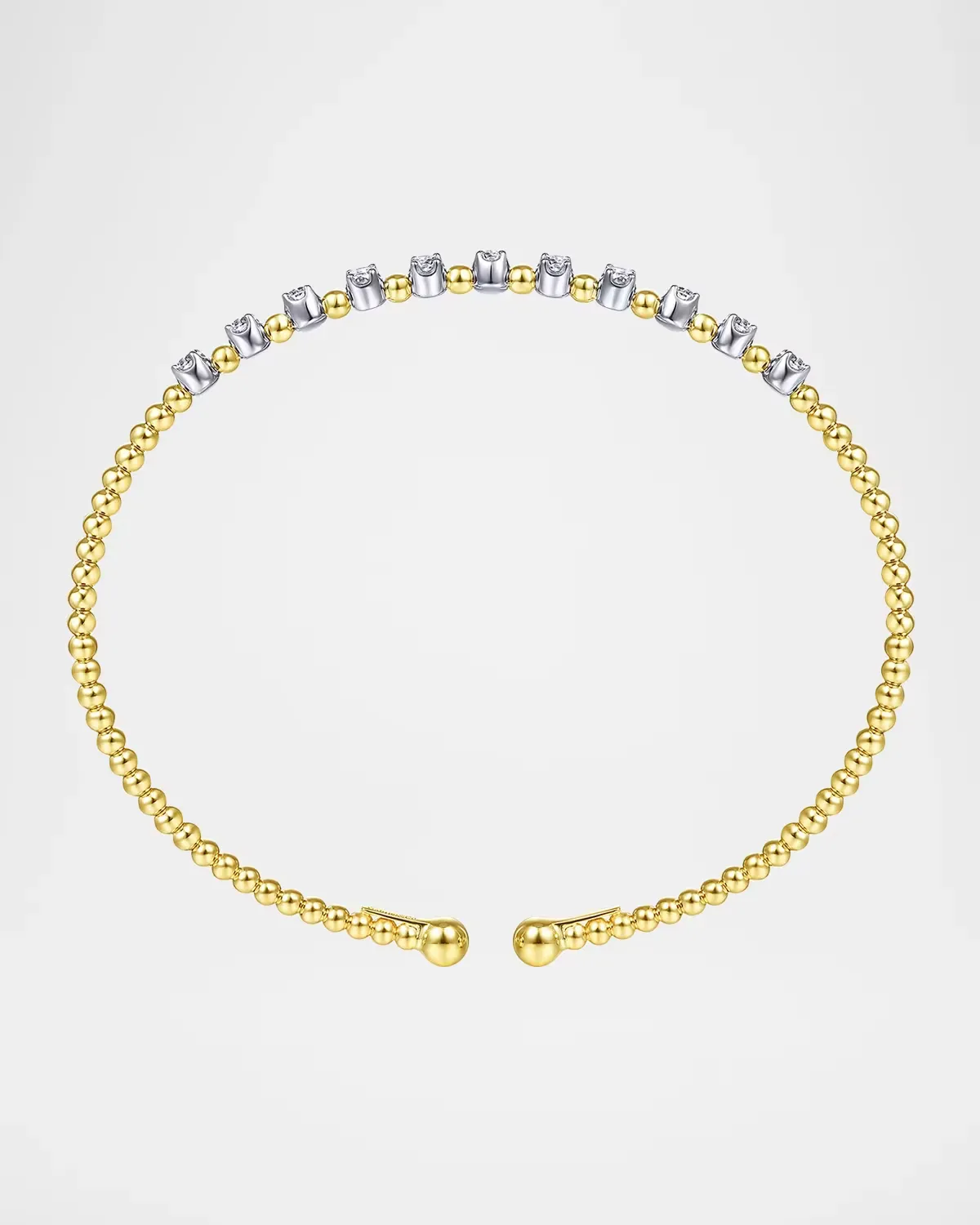 14K White and Yellow Gold Bujukan Diamond Split Bangle