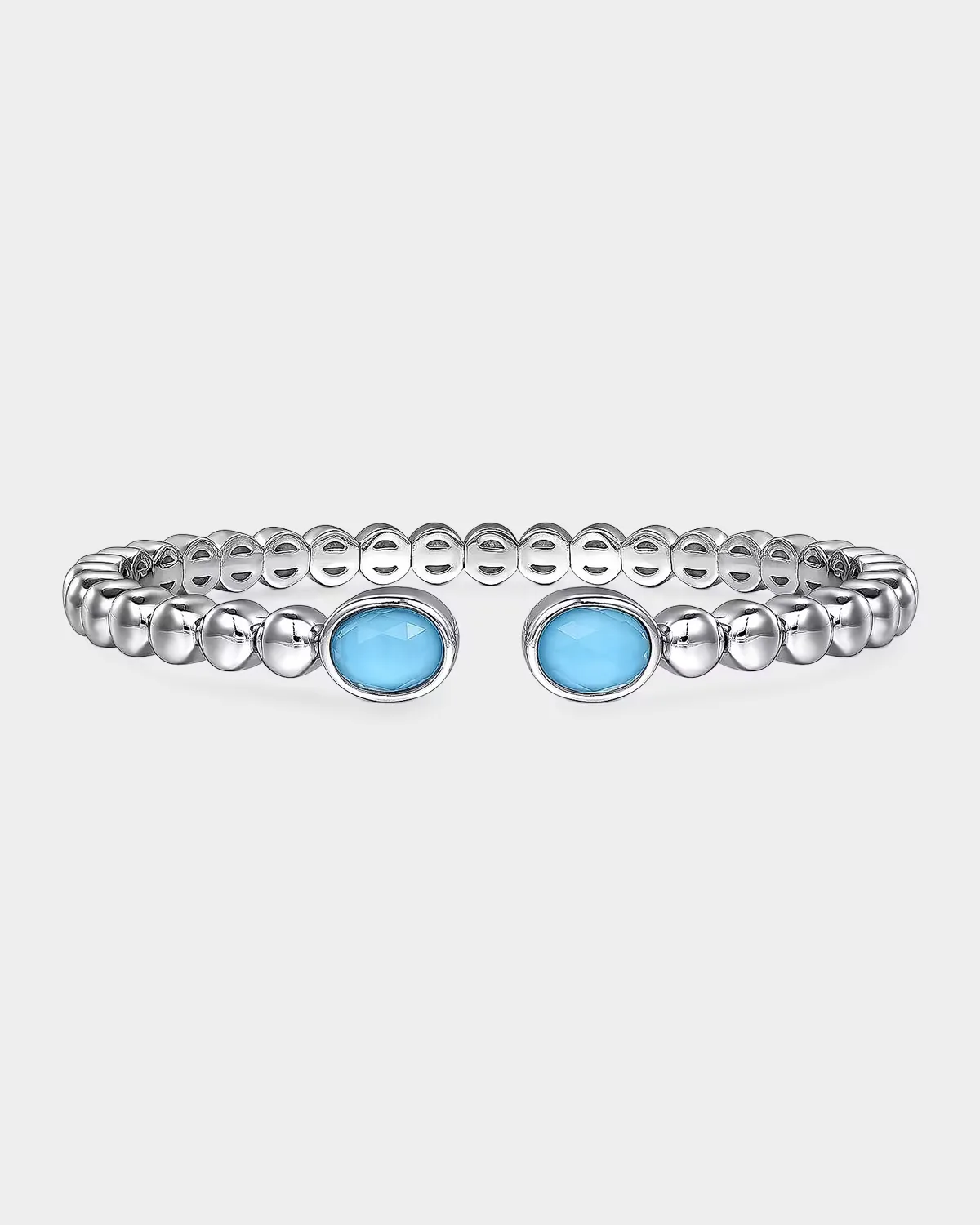 925 Sterling Silver Rock Crystal and Turquoise Bujukan Bangle