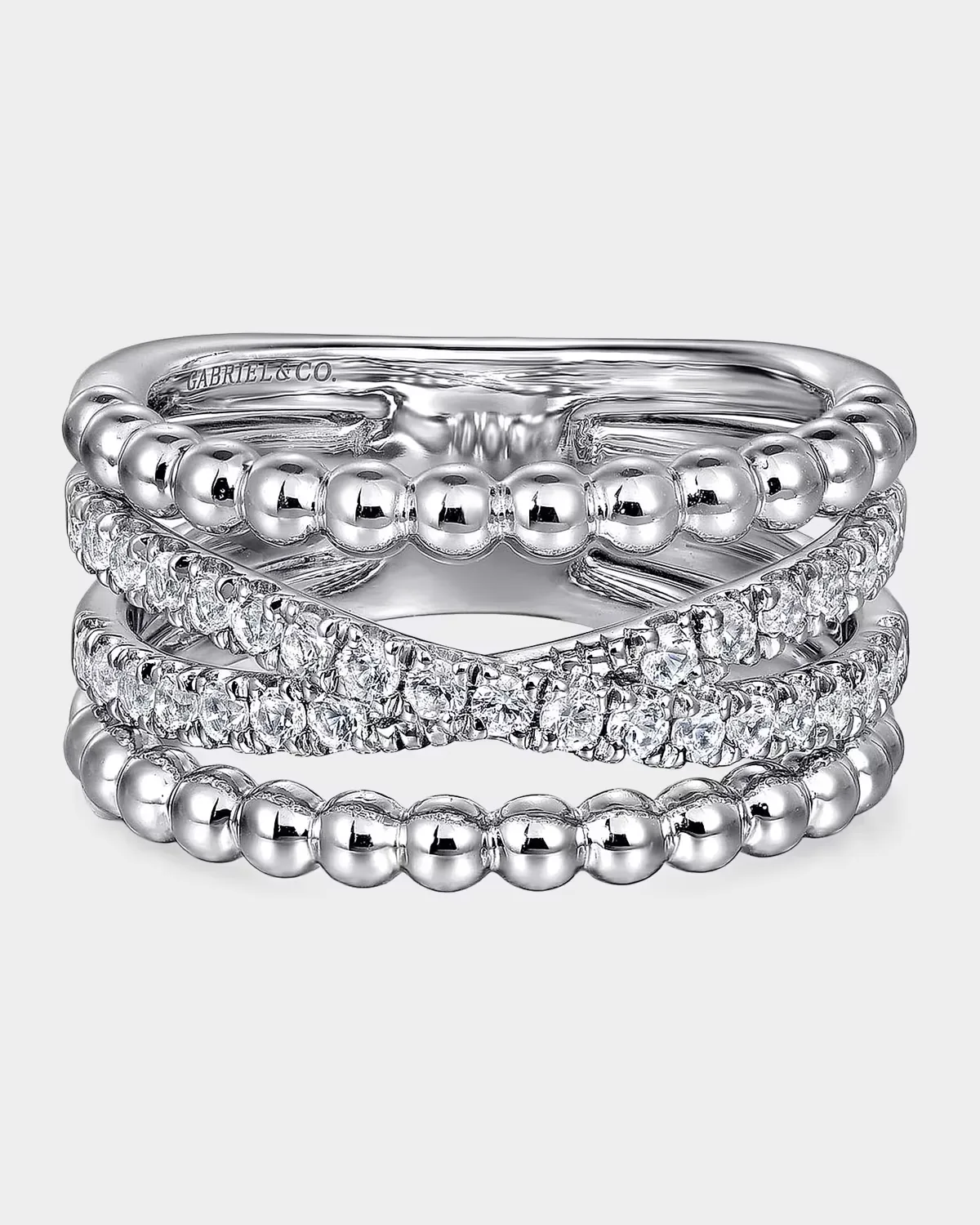 925 Sterling Silver White Sapphire Bujukan Wide Band Easy-Stack Ring by Gabriel