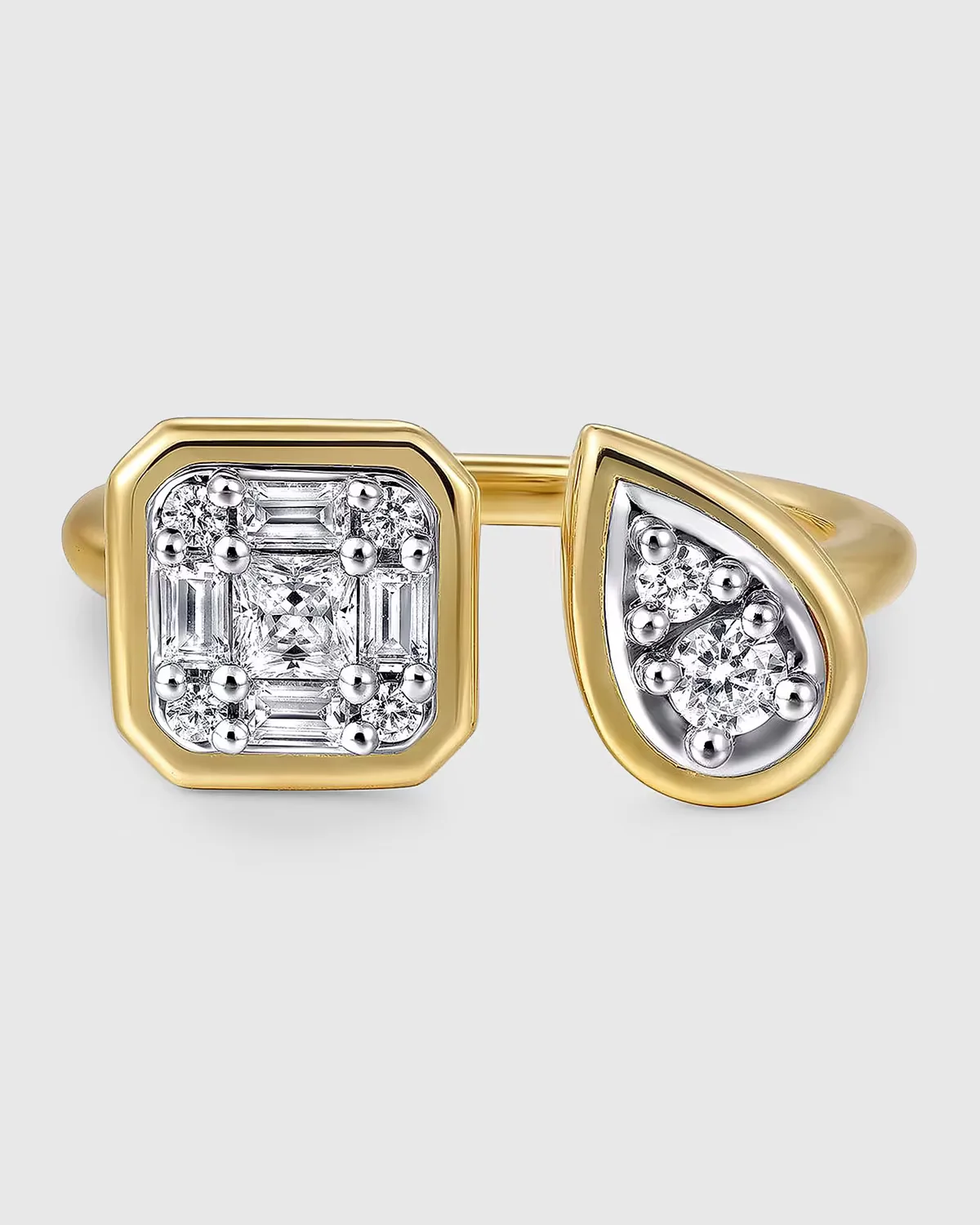 14K White and Yellow Gold Diamond Stackable Open Ring by Gabriel