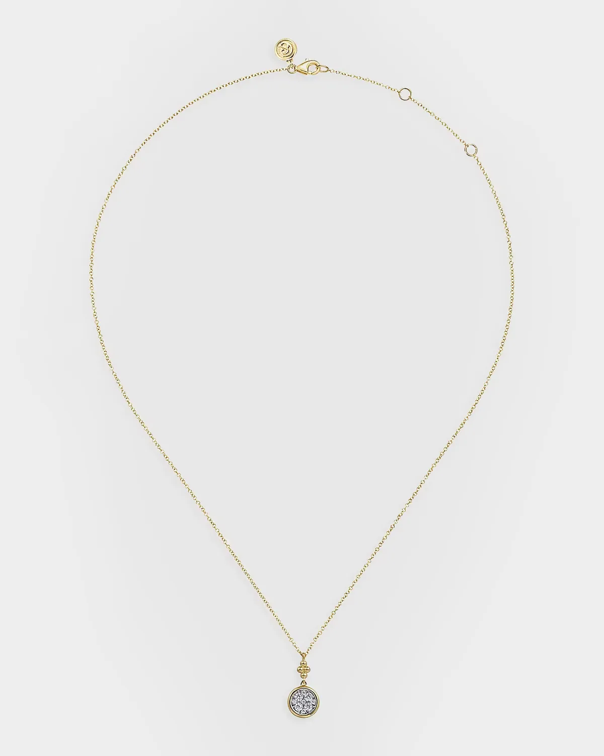 14K White and Yellow Gold Bujukan Diamond Drop Pendant Necklace