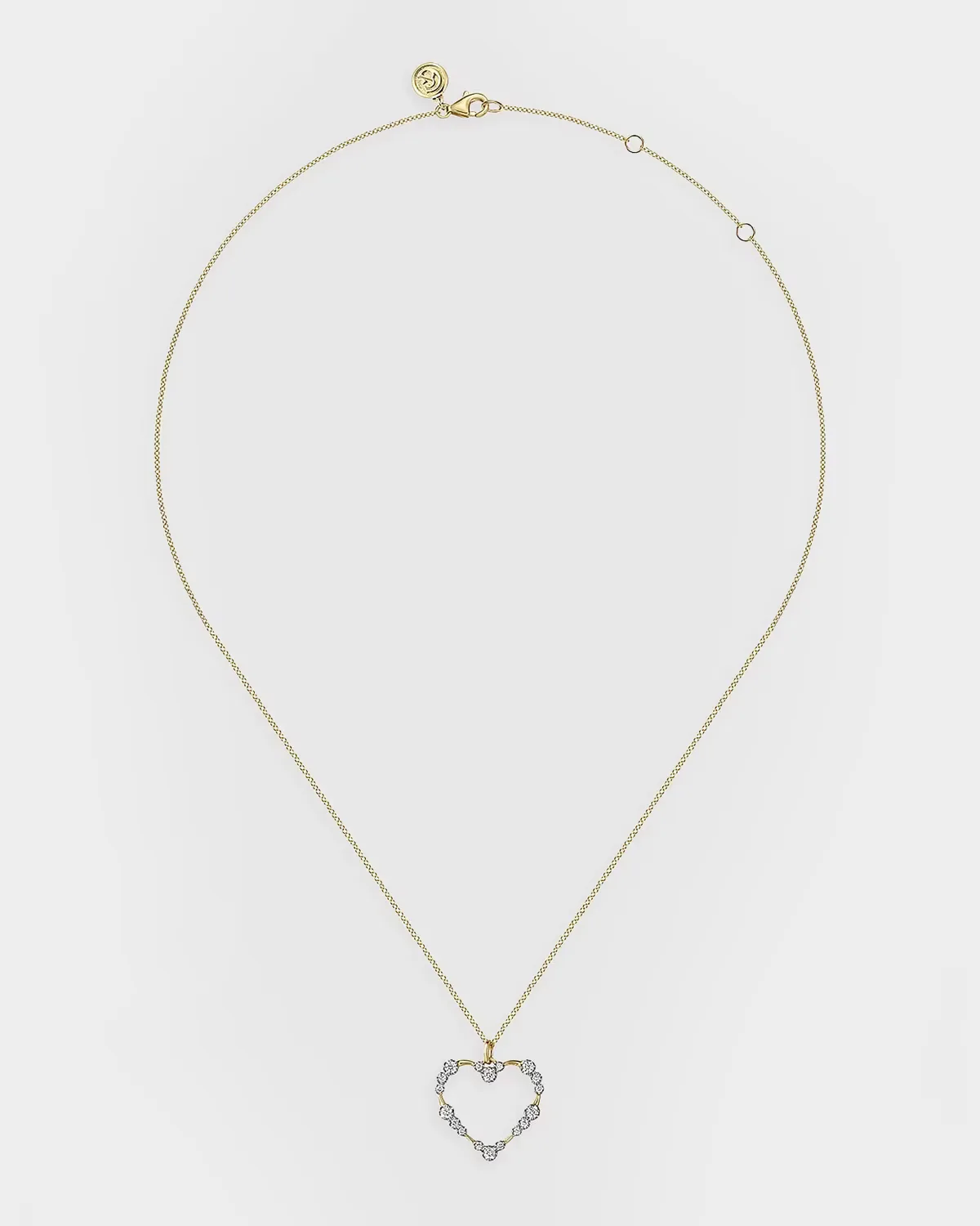 14K Yellow Gold Graduated Diamond Station Heart Pendant Necklace by Gabriel
