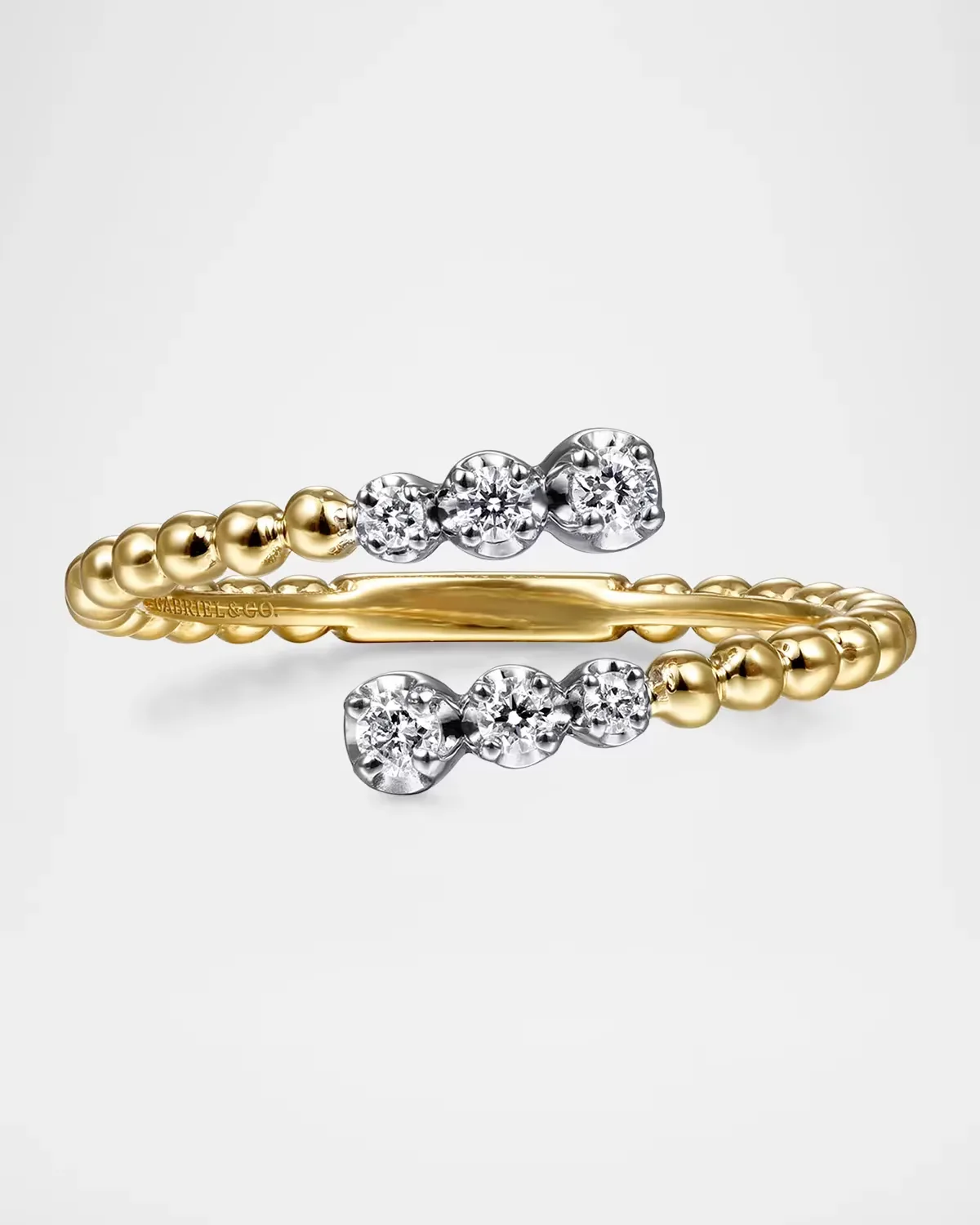 Bujukan 14K White & Yellow Gold & 0.14 TCW Diamond Open Bypass Ring