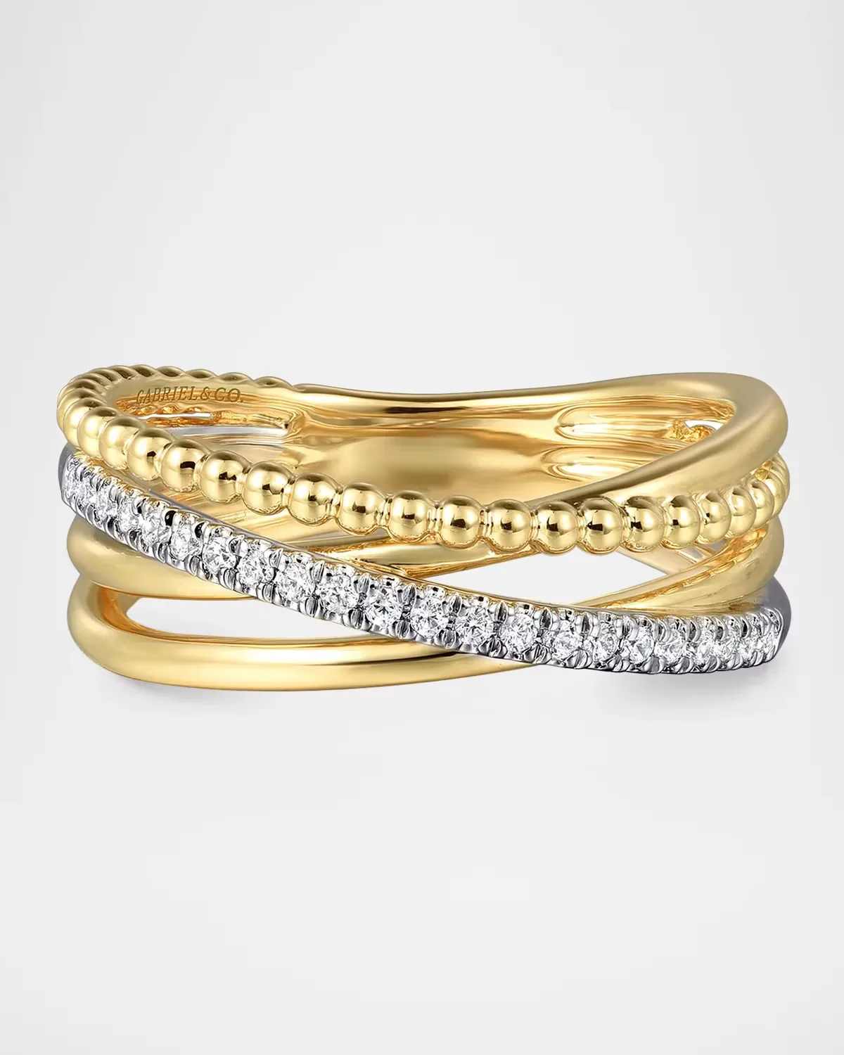Bujukan Two-Tone 14K Gold & 0.11 TCW Diamond Multi-Band Ring