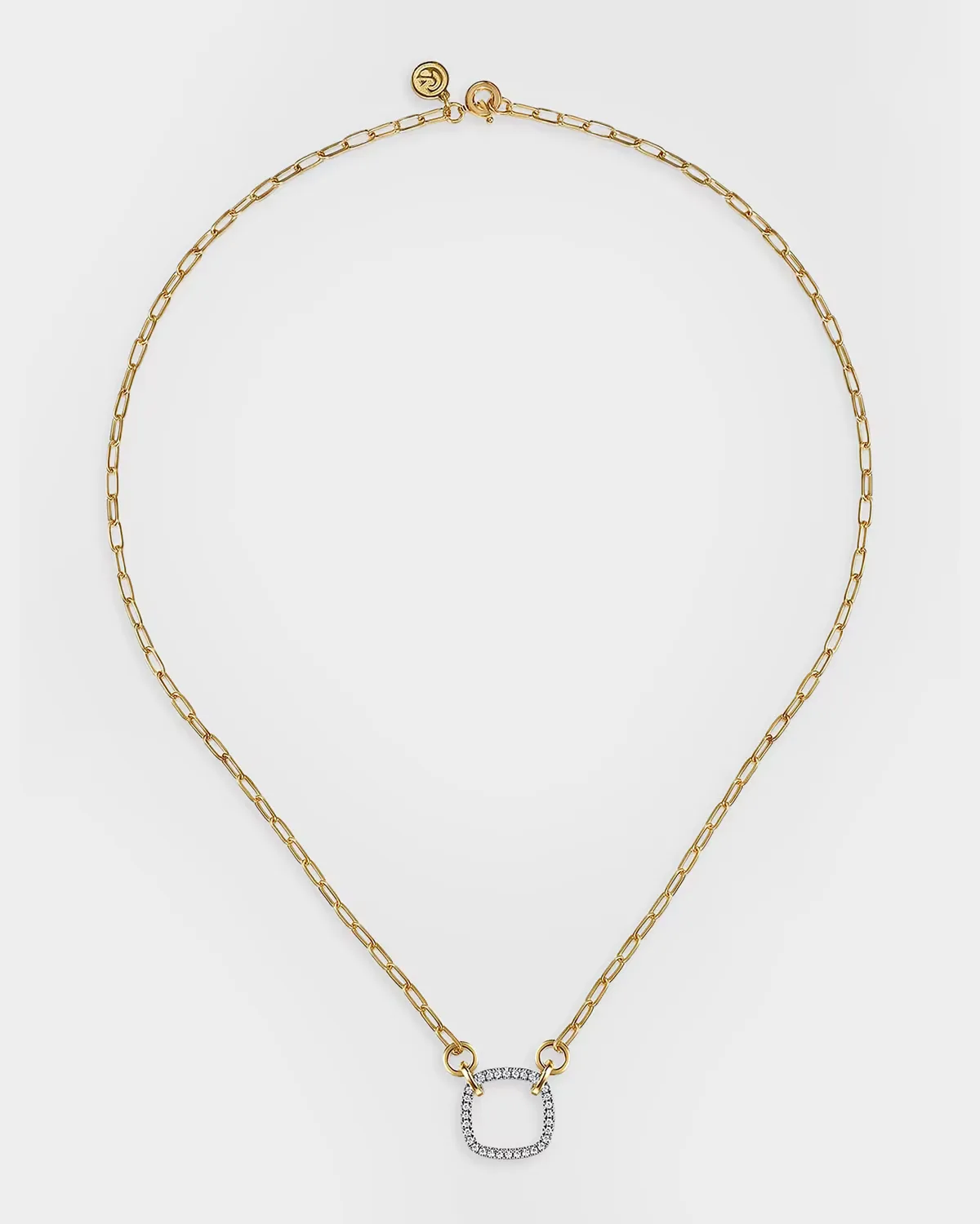 14K White and Yellow Gold Diamond Paperclip Chain Necklace by Gabriel