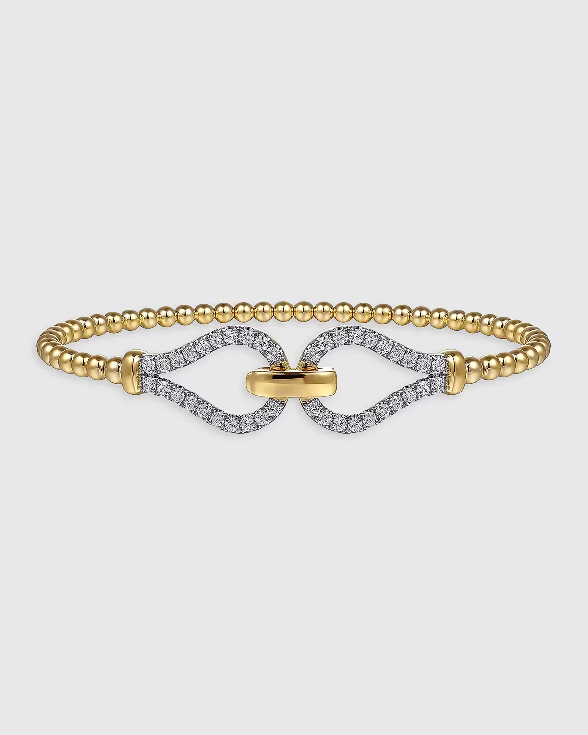 14K Yellow Gold Bujukan Beaded Diamond Closed Bangle Bracelet by Gabriel