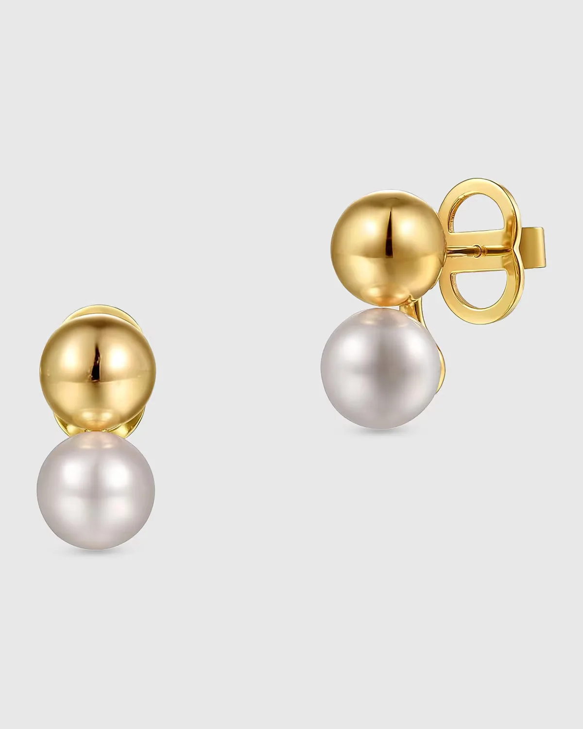 14K Yellow Gold Bujukan Pearl Stud Earrings