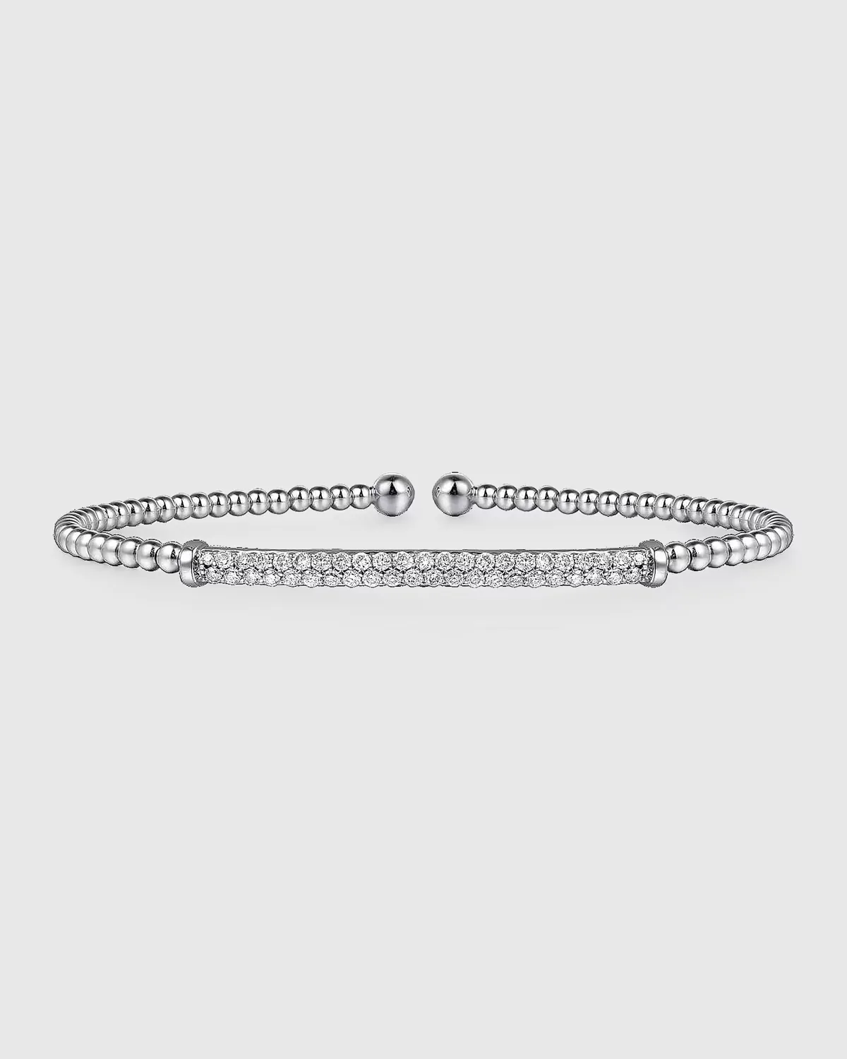 14K White Gold Bujukan Diamond Bar Split Bangle
