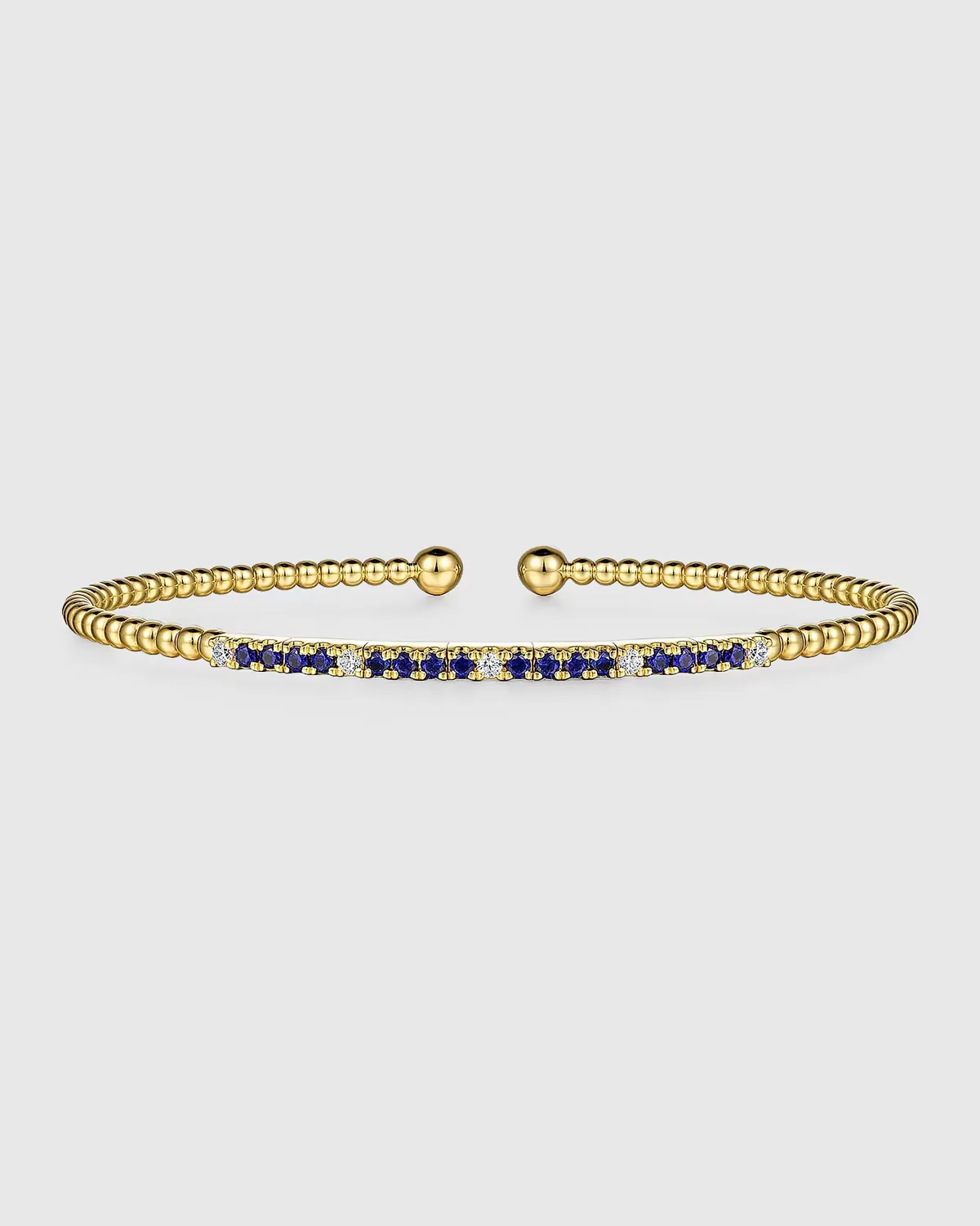 14K Yellow Gold Bujukan Diamond and Blue Sapphire Split Bangle