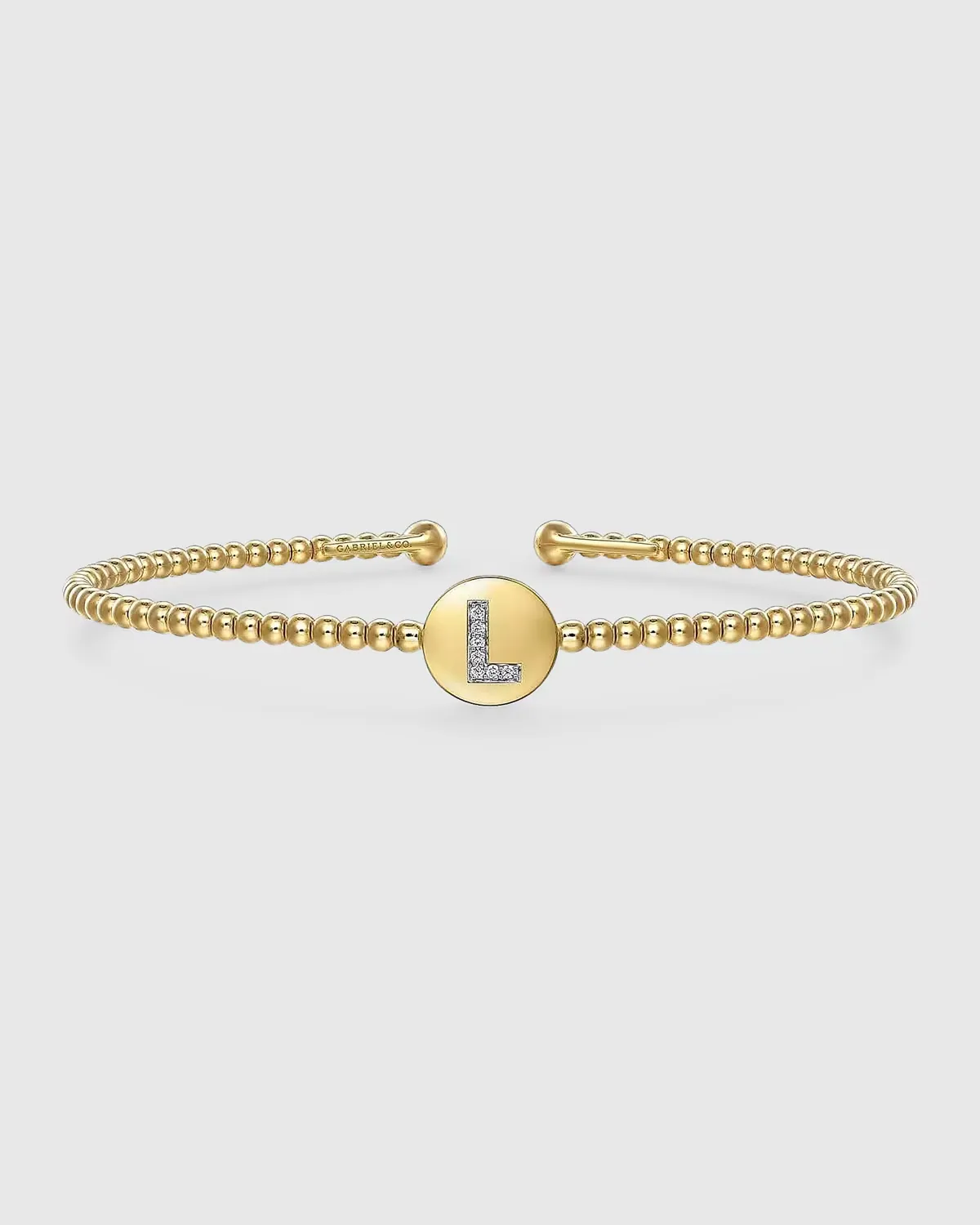 14K Yellow Gold Diamond Initial Bujukan Bangle