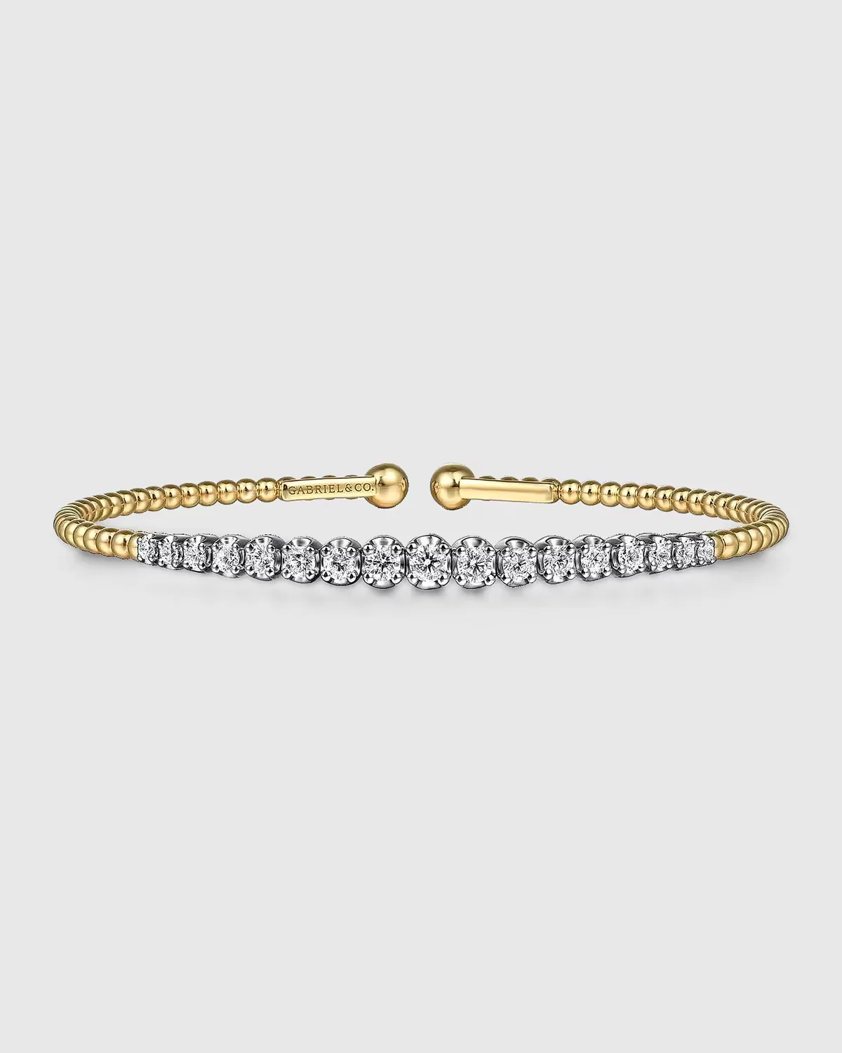 14K White and Yellow Gold Graduating Diamond Bujukan Bangle