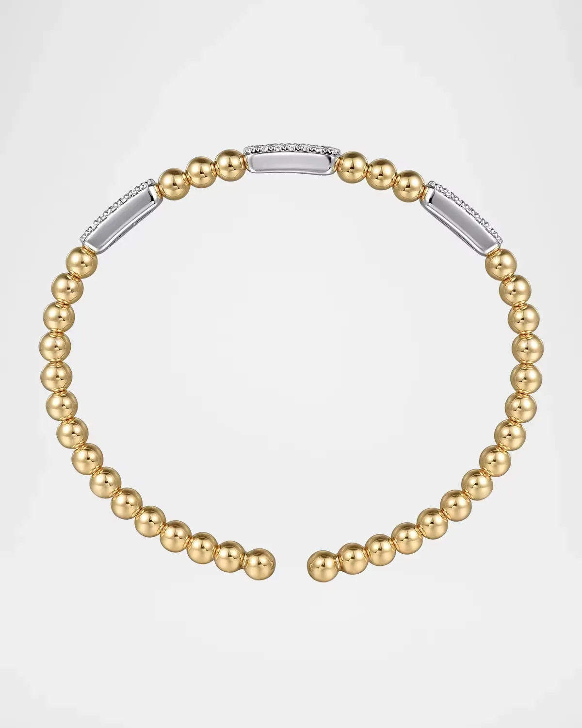 14K Mix of White and Yellow Gold Diamond Bangle