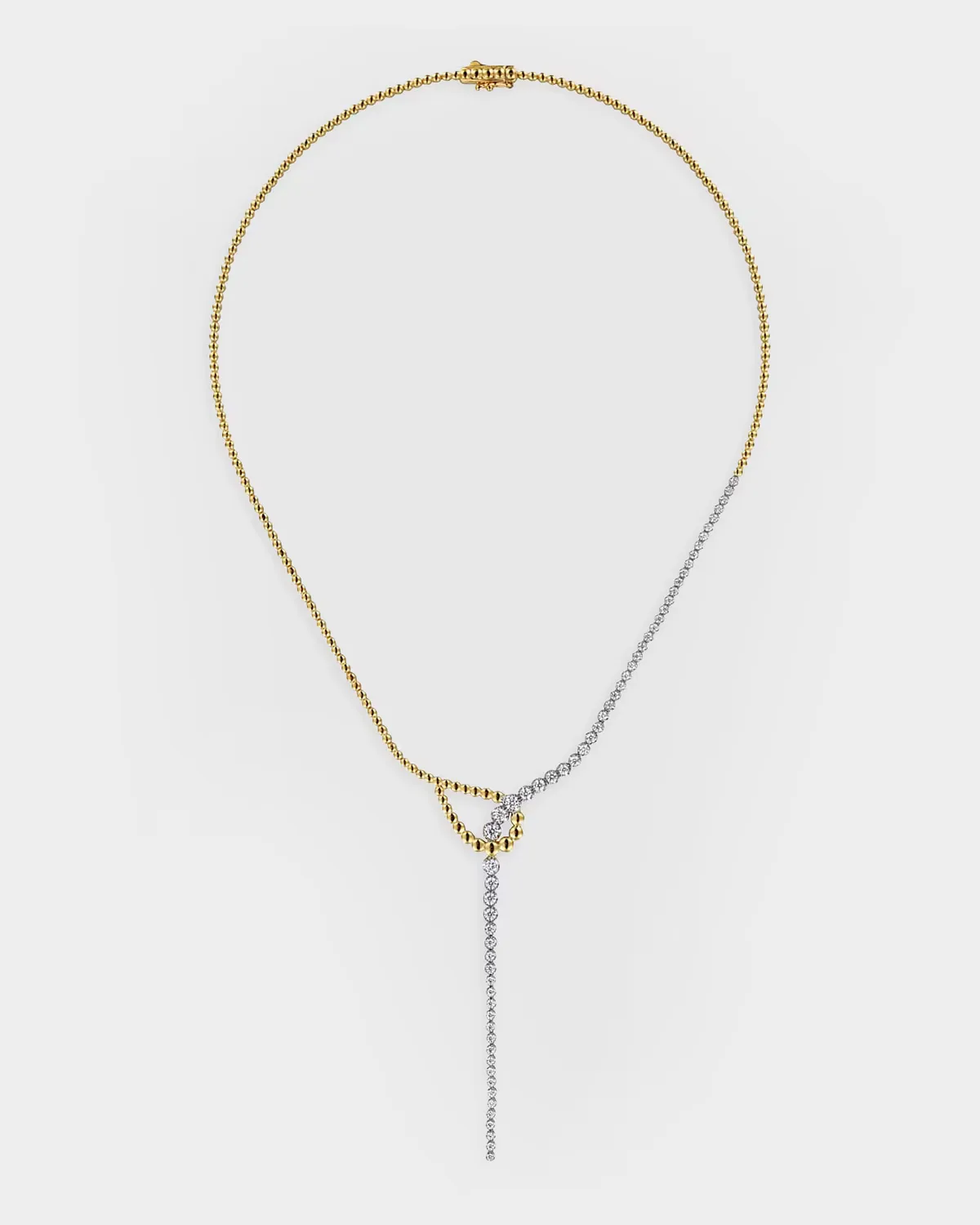 14K White and Yellow Gold Bujukan Graduating Diamond Y-Necklace by Gabriel