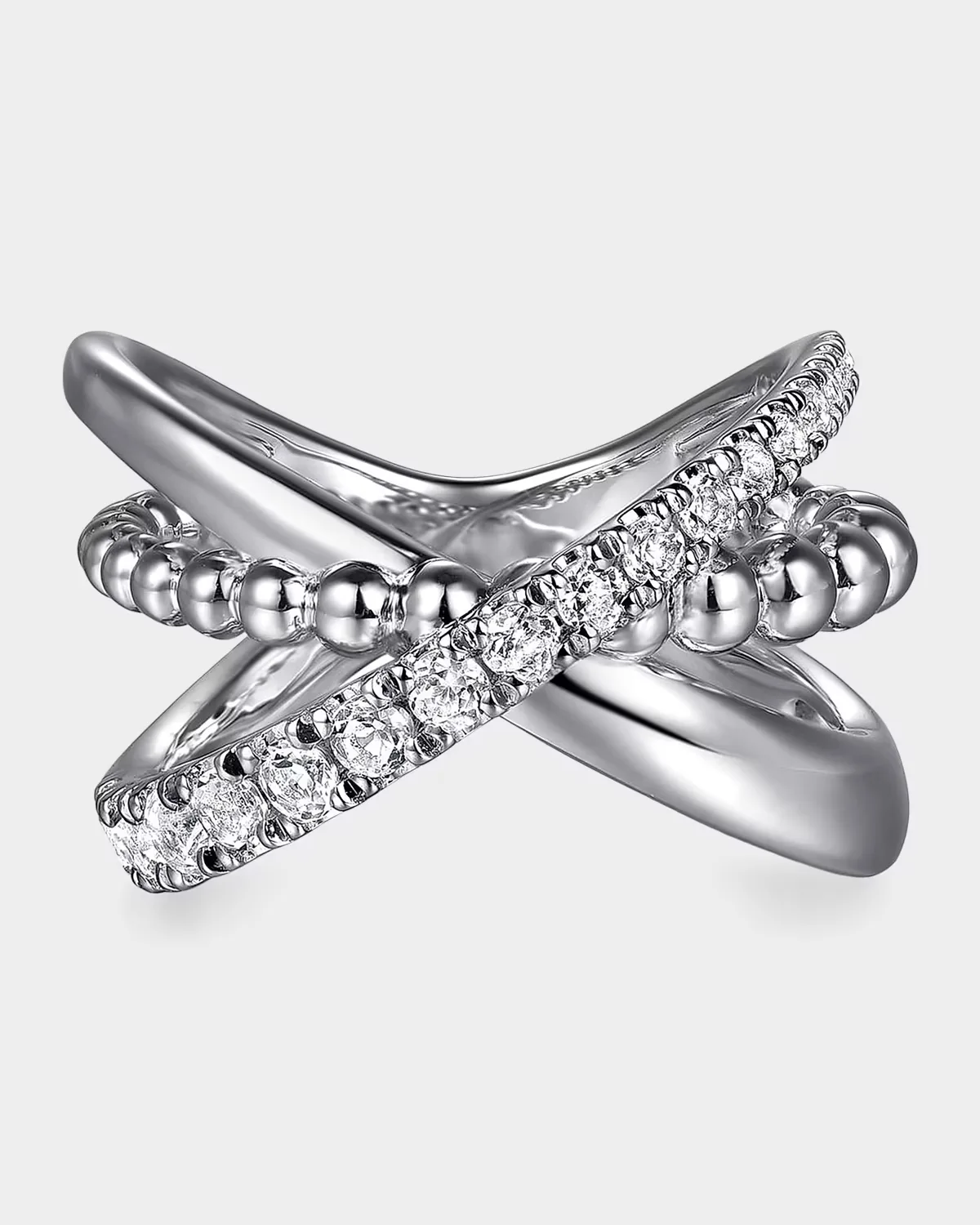 925 Sterling Silver Bujukan and White Sapphire Cris Cross Ring by Gabriel