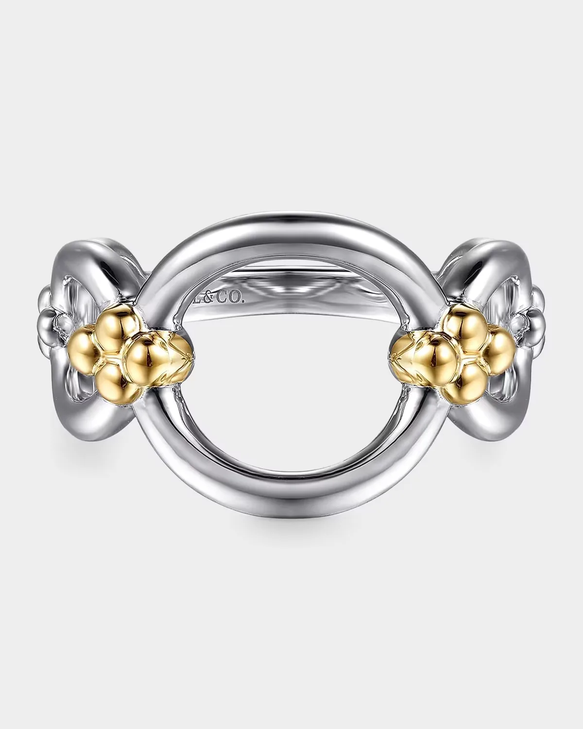 14K Yellow Gold and 925 Sterling Silver Bujukan Round Link Chain Ring by Gabriel