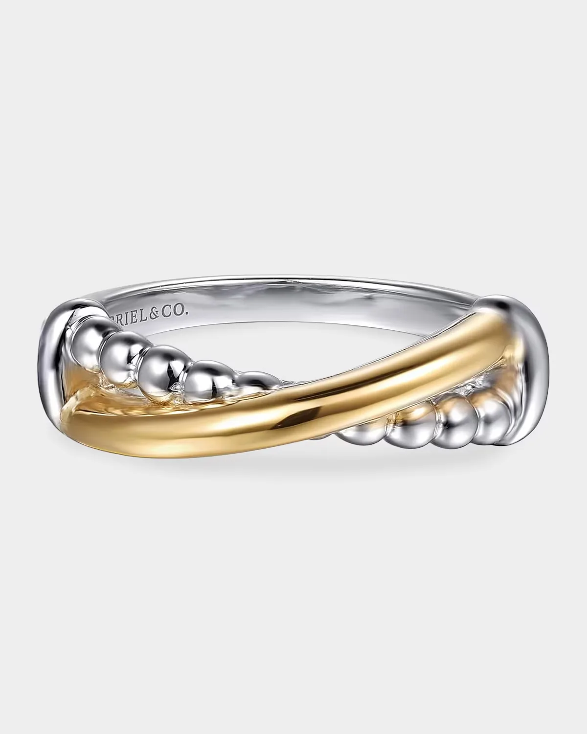 14K Yellow Gold and 925 Sterling Silver Bujukan Criss Cross Ring by Gabriel