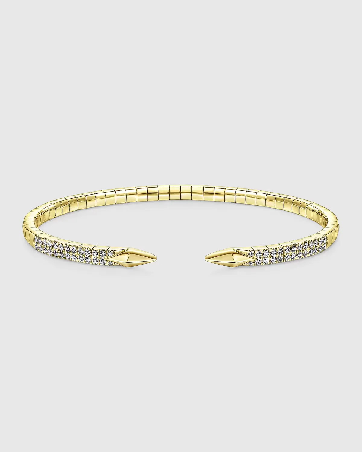 14K Yellow Gold Diamond Spear Split Bangle