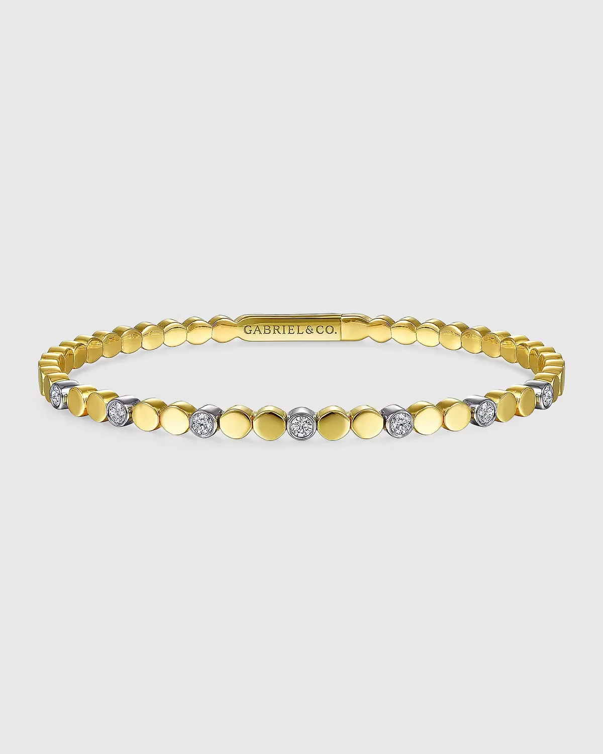 14K White and Yellow Gold Diamond Dotted Bangle