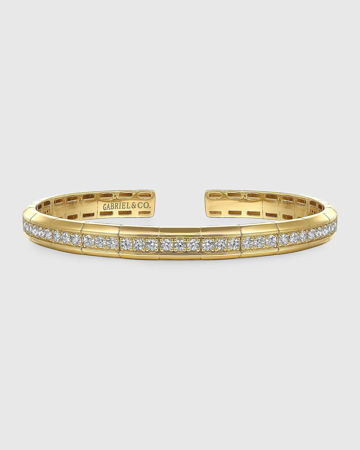 14K Yellow Gold Diamond Cuff Bangle