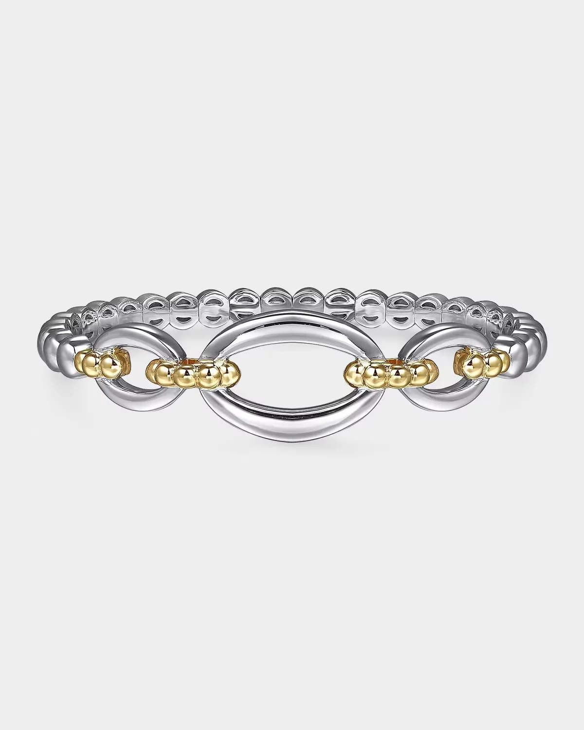 14K Yellow Gold and 925 Sterling Silver Bujukan Open Bangle Bracelet