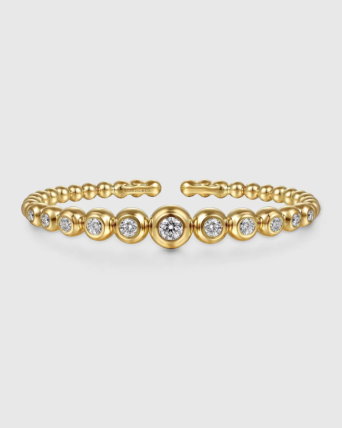 14K Yellow Gold Bujukan and Graduating Diamond Split Bangle Bracelet