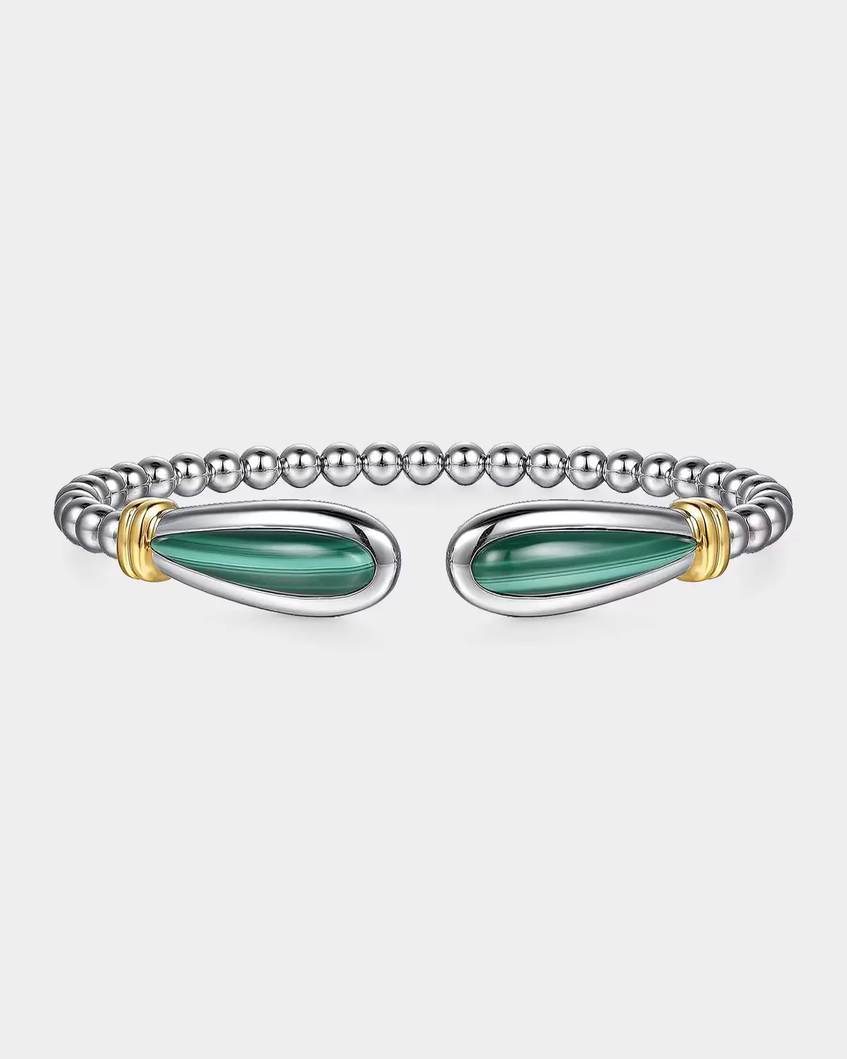 14K Yellow Gold and 925 Sterling Silver Bujukan Bangle with Malachite