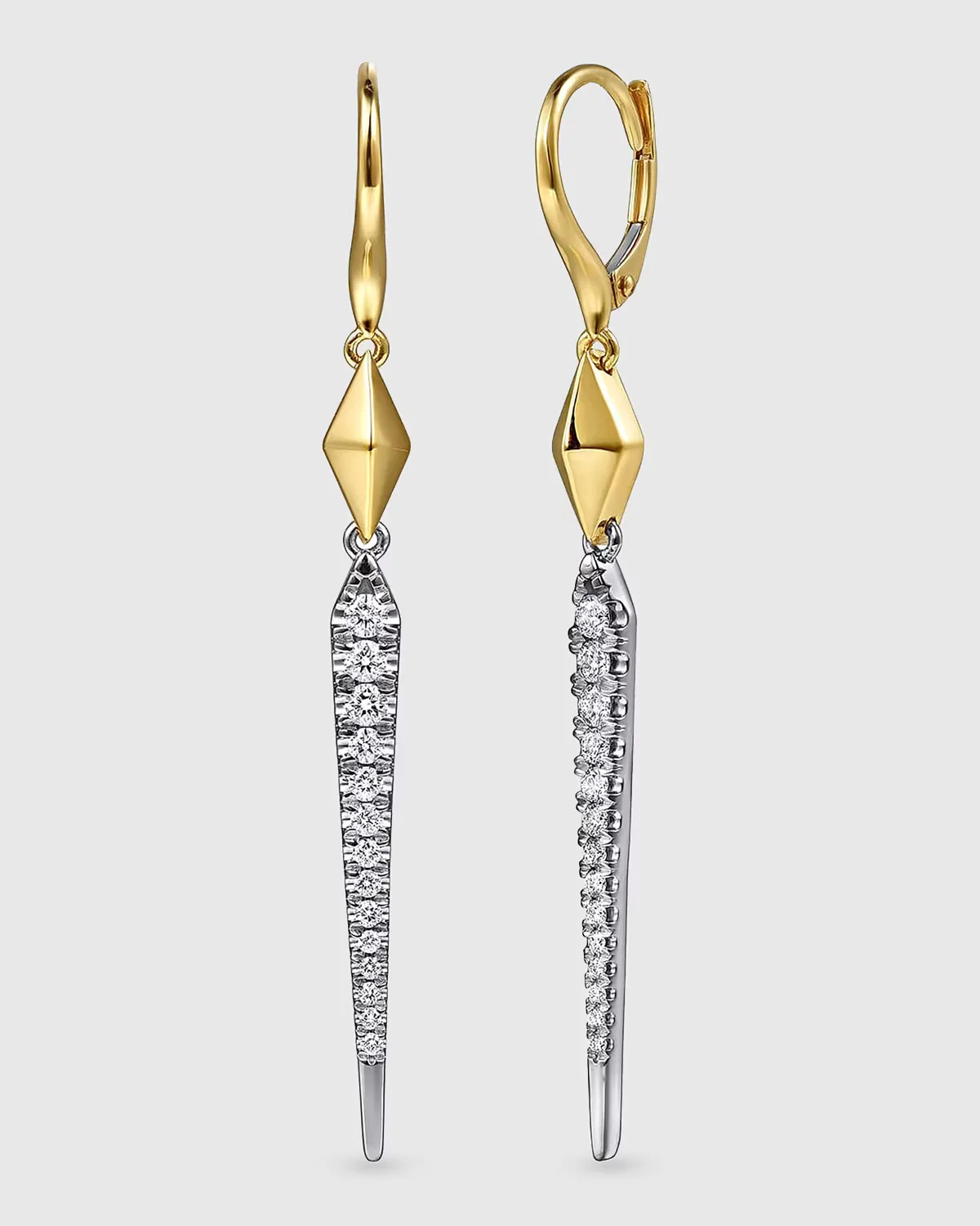 14K White and Yellow Gold Kaslique Diamond Kite Drop Earrings