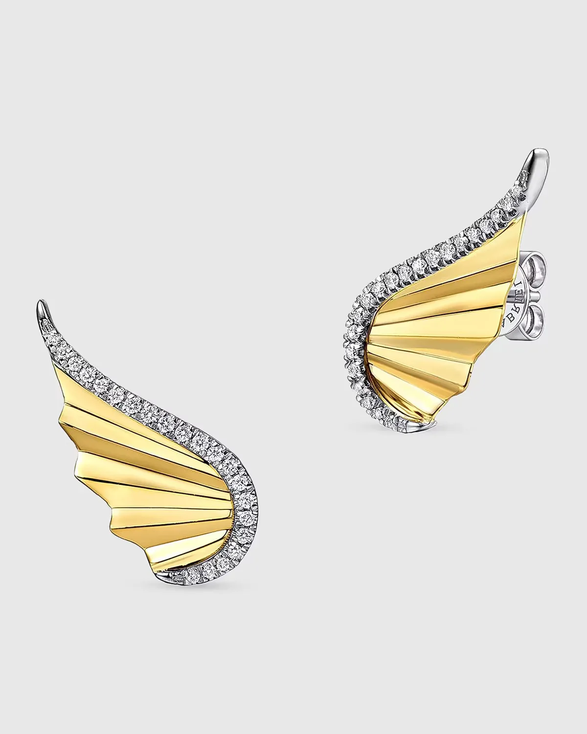 14K White and Yellow Gold Diamond Angel Wing Stud Earrings by Gabriel