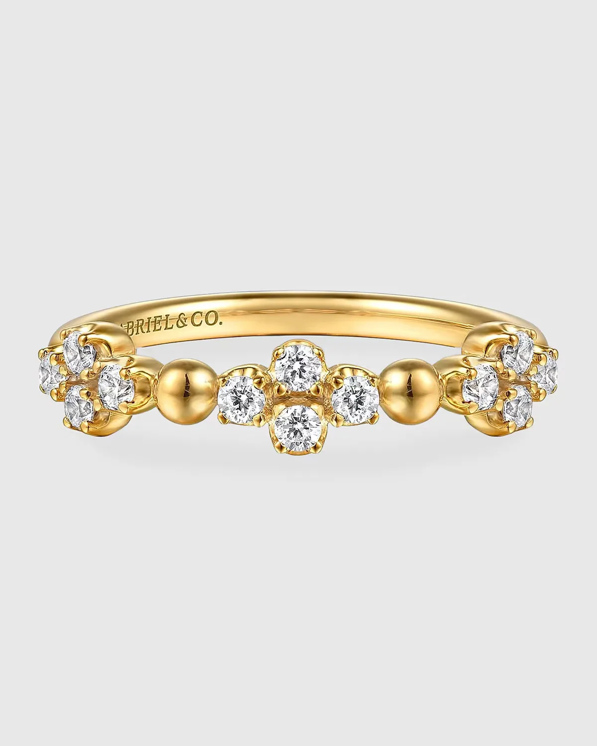 14K Yellow Gold Diamond Clover Bujukan Stackable Ring by Gabriel