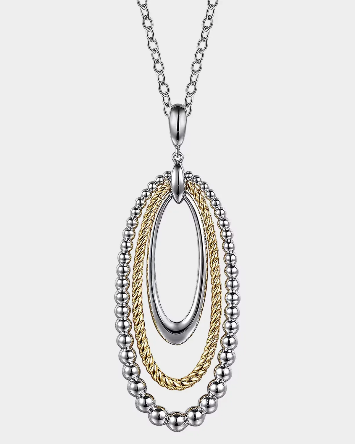 925 Sterling Silver and 14K Yellow Gold Bujukan Rope Circle Pendant Necklace by Gabriel