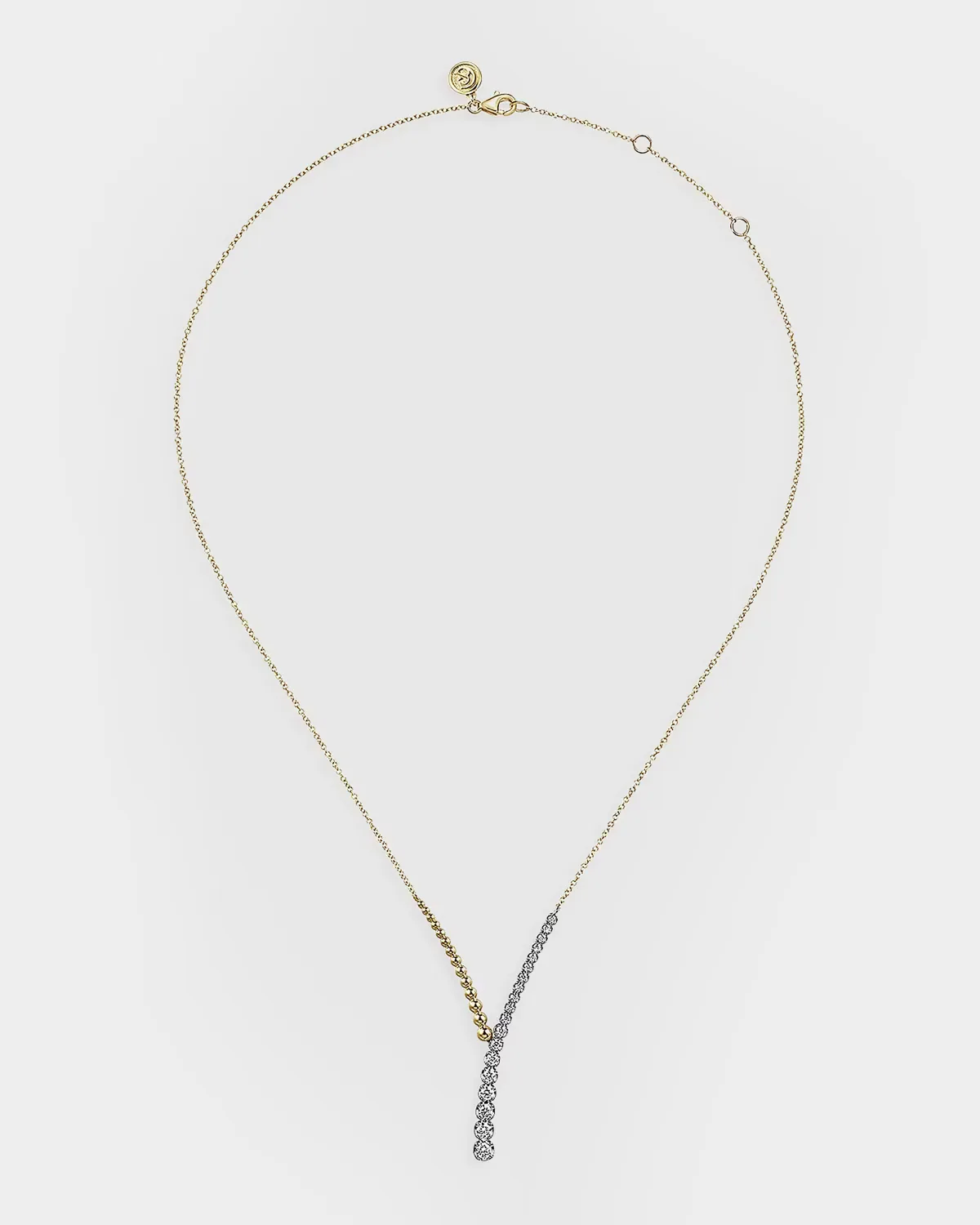 14K White and Yellow Gold Bujukan Beads and Diamond Y-Necklace by Gabriel