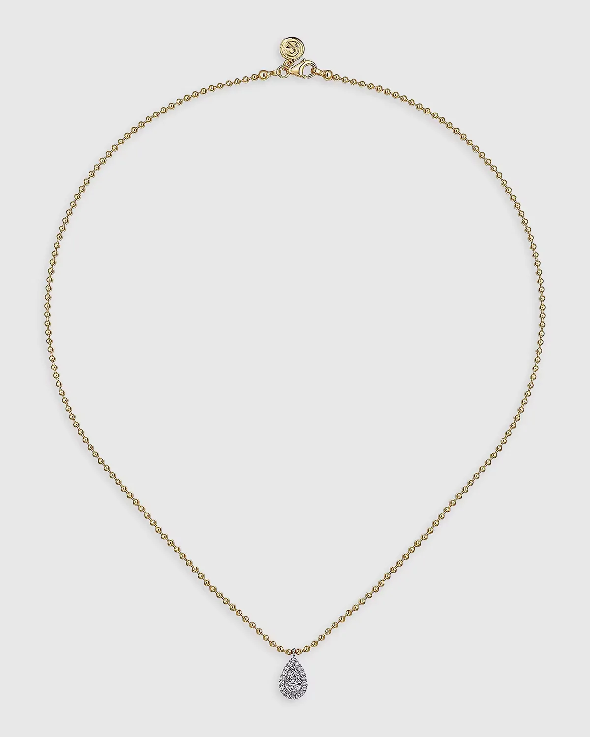 14K White and Yellow Gold Diamond Bujukan Teardrop Pendant Necklace by Gabriel